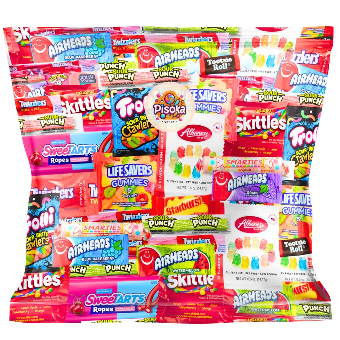 Assorted Candy Mix - Variety Pack of Gummies, Sour Candy, and Chewy Treats - Perfect for Parties, Pinatas, and Snacking (4 LB)