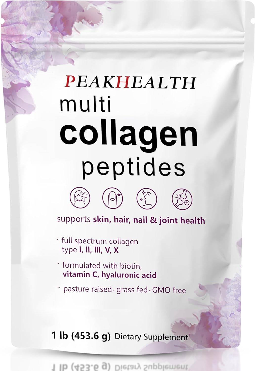 Multi Collagen Protein Powder, 1 Pounds collagen powder- Type I,II,III,V,X with Biotin 10000mcg, Hyaluronic acid powder, Vitamin C - Unflavored Collagen Peptides - Keto & Paleo Friendly, Easy Dissolve