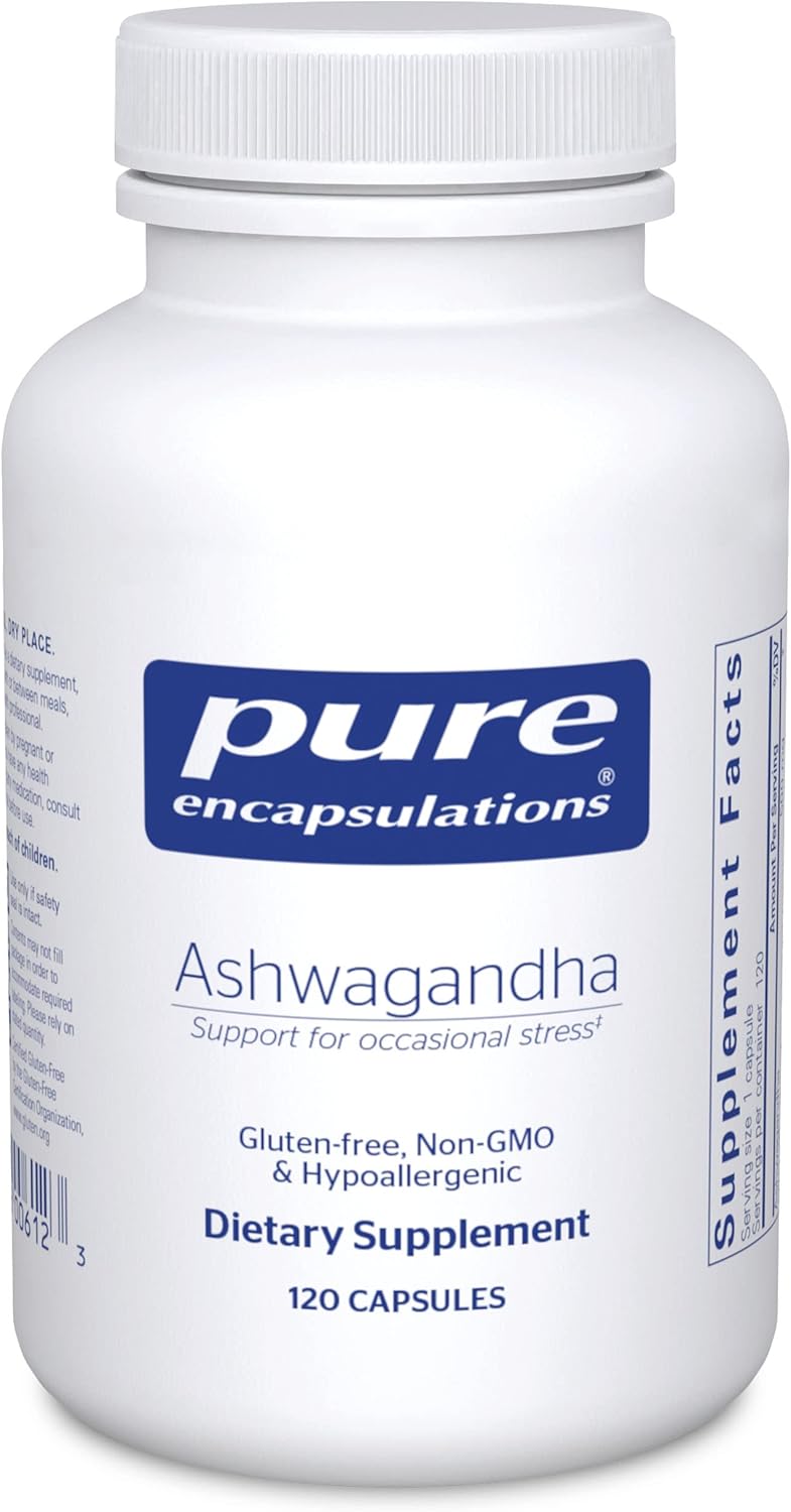 Pure Encapsulations Ashwagandha - 500 mg Ashwagandha Extract - Metabolism & Stress Support - Immune Support - GMO Free & Vegan - 120 Capsules