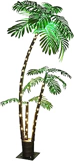 OUSHENG Lighted Palm Tree 6' 3.3' 2' Bar Outdoor Christmas Decorations Decor, Light Up LED Artificial Fake Trees Lights for Outside Patio Yard Pool Porch Deck Party Tropical