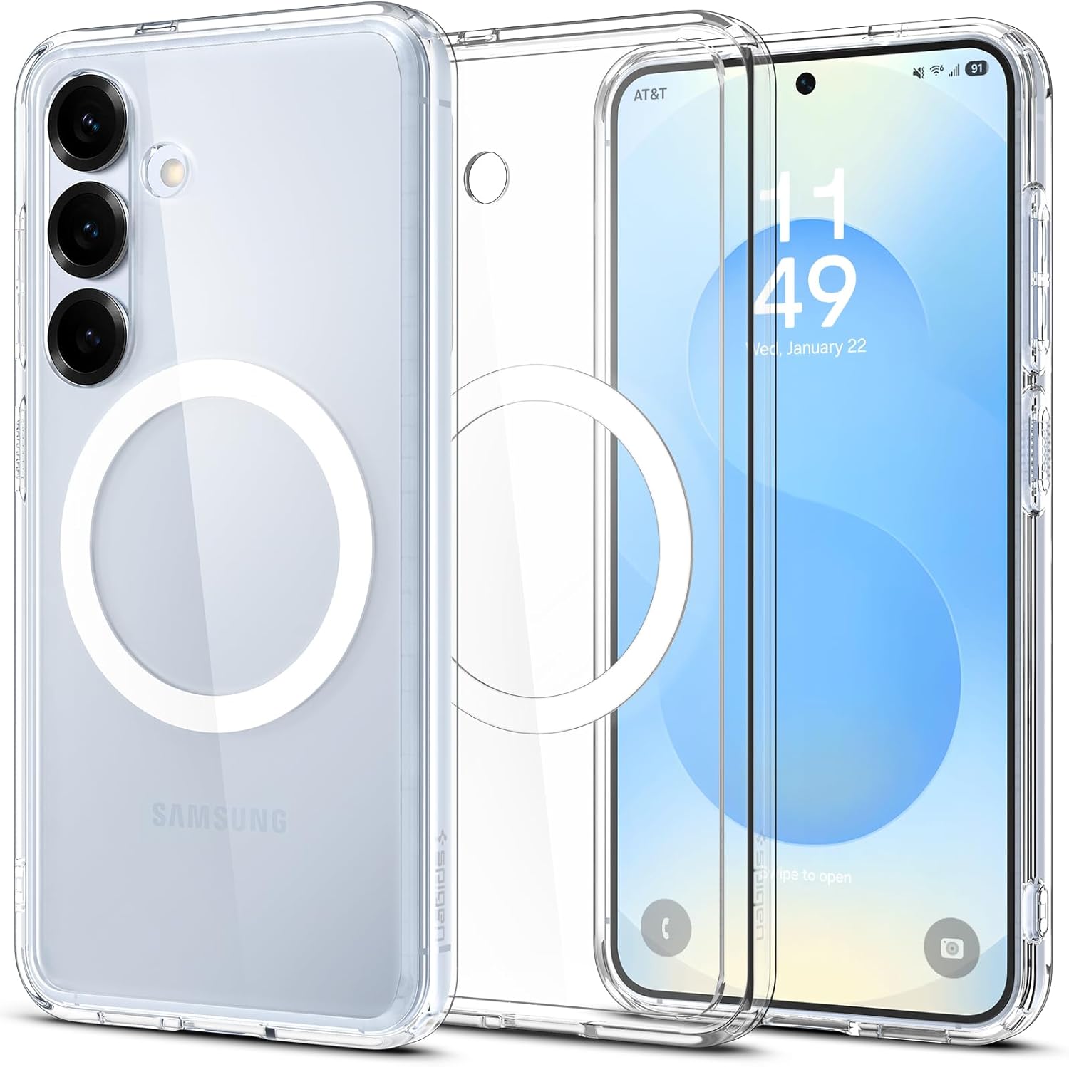 Spigen Ultra Hybrid MagFit Designed for Galaxy S25 Plus Case [Qi2 Certified/Magnet for Galaxy] (2025) - Clear White