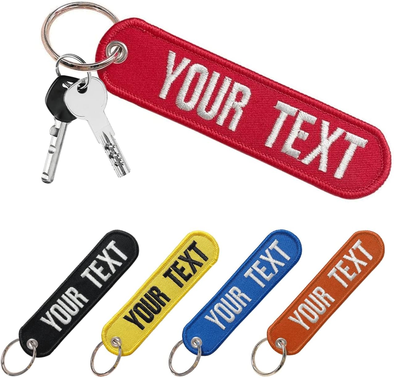 Brillianne Personalized keyring, Custom Embroidery Your text on the keychain, Double Sided Key Tag For Mens/Motorcycles/Scooters/Cars etc