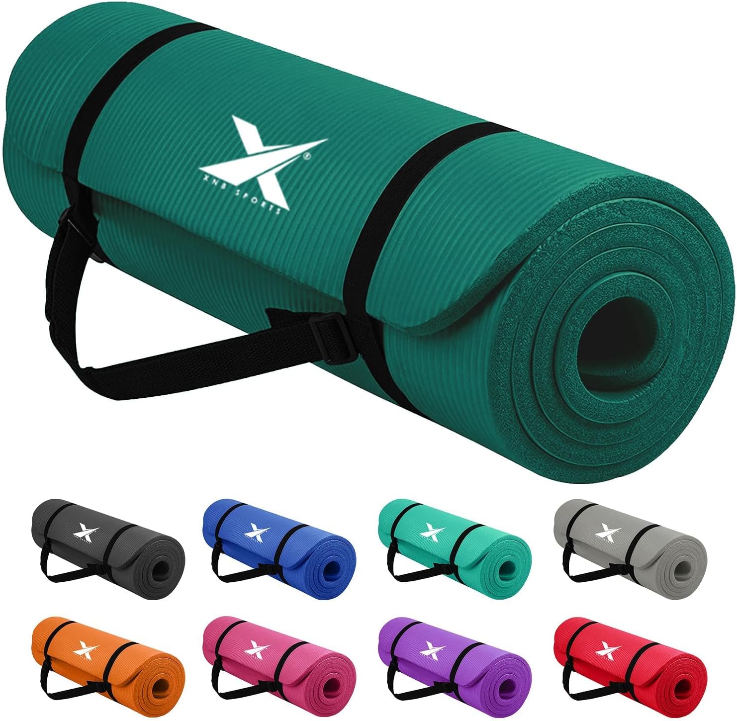 XN8 Sports Yoga Mat 10mm & 15mm Thick NBR Exercise Mat with Carry Strap