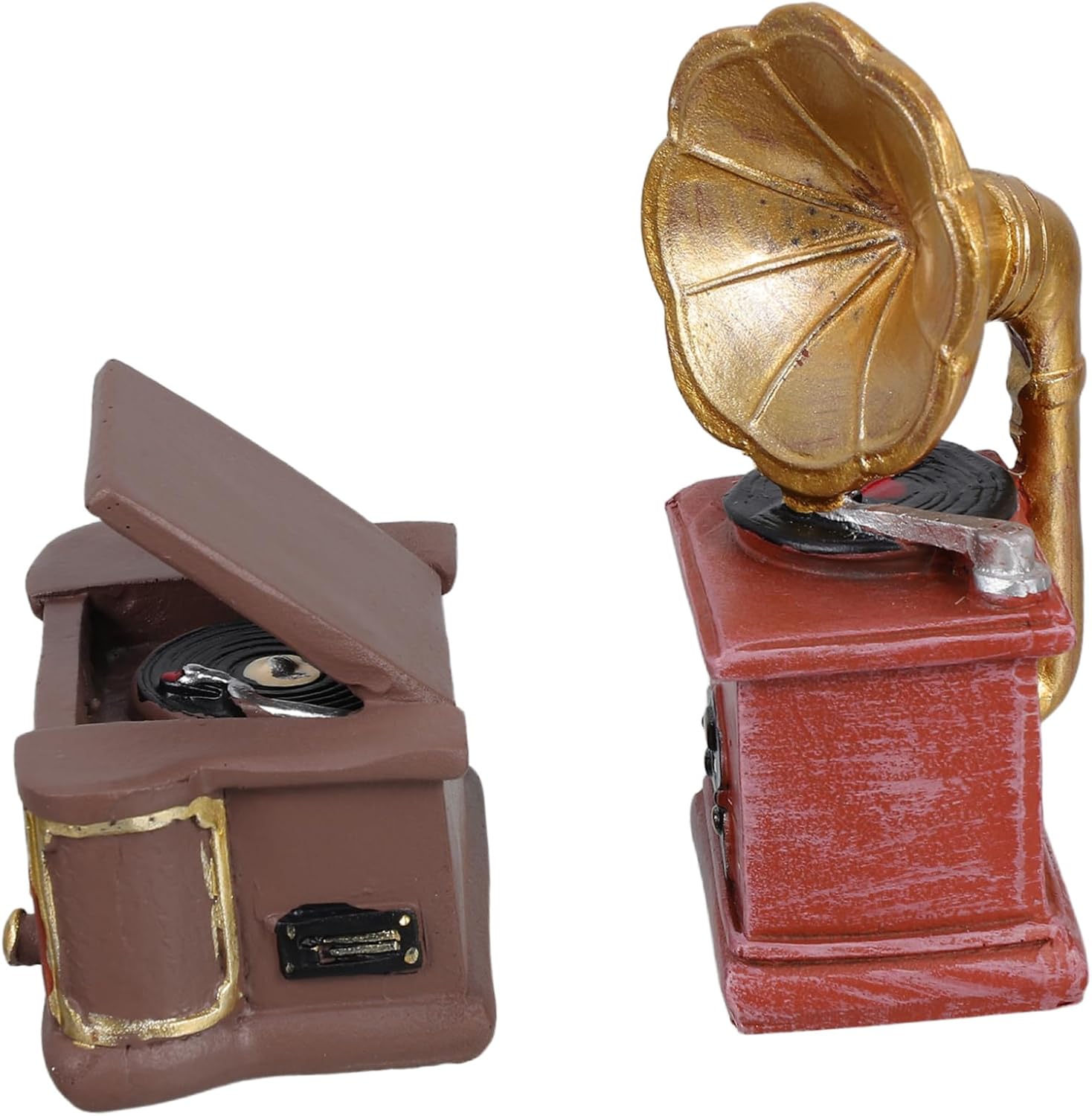 Beaupretty 2pcs Retro Vinyl Turntable Miniature Figurine for Dollhouse Music Room Office Home Decor Enhancing Artistic Ambiance