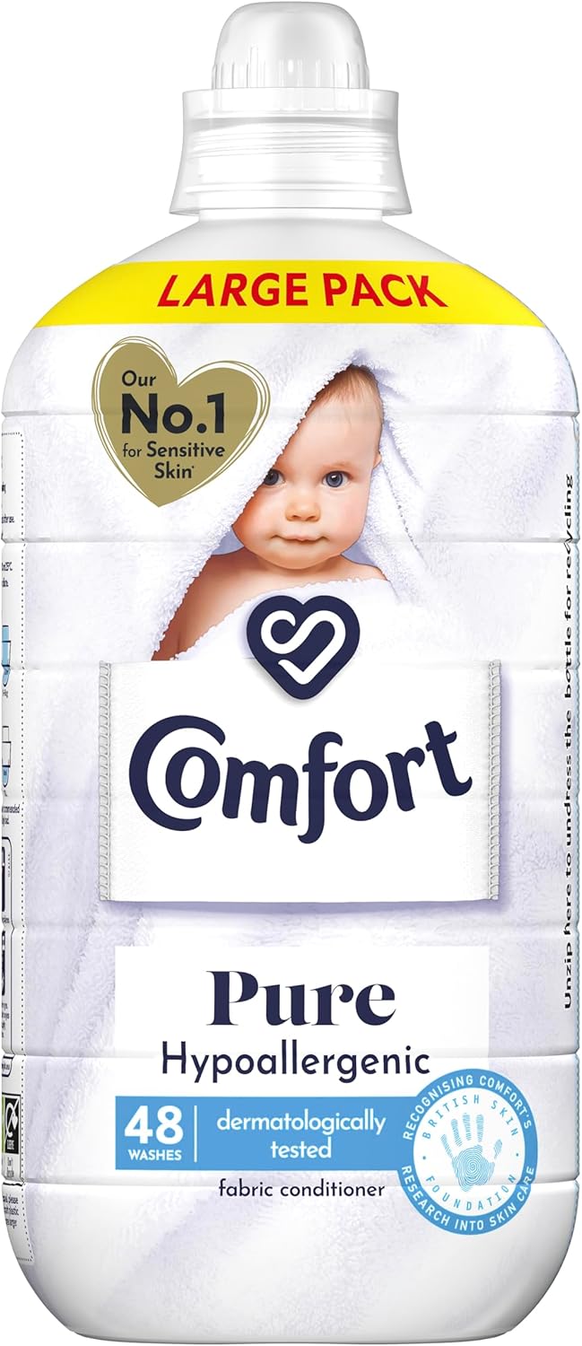 Comfort Pure Sensitive Fabric Conditioner dermatologically tested gentle next to sensitive skin 48 washes (1.44 L)