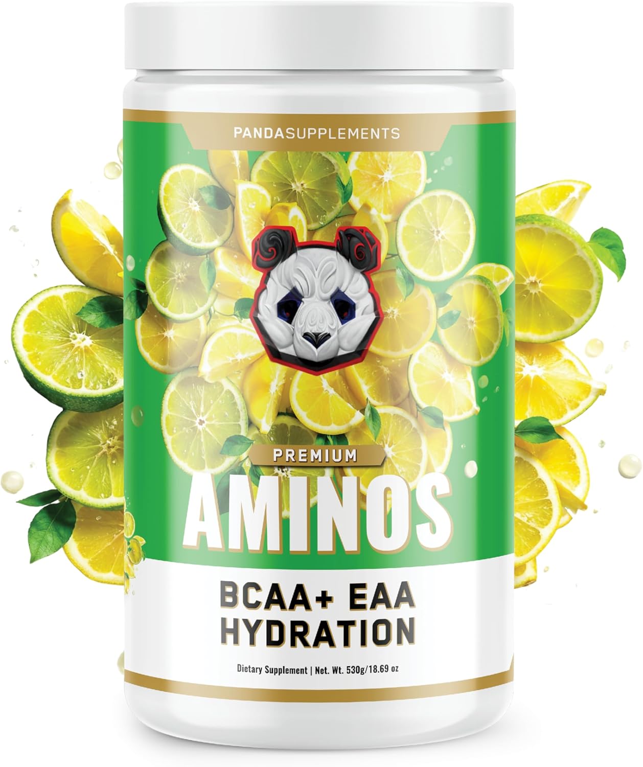 Panda Supps Aminos | BCAA + EAA + Hydration + Eectrolytes for Men and Women with 2G Taurine and 4G EAAs (30 Servings) (Lemon Lime 3.0)