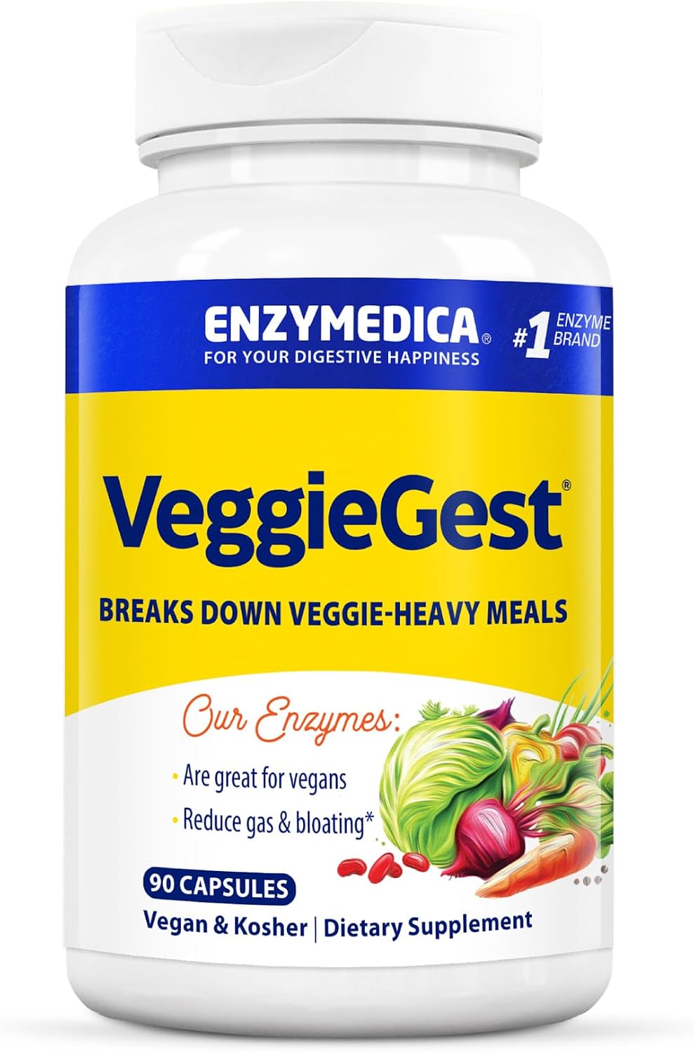 Enzymedica VeggieGest, Support for Vegetarian/Vegan Diets - 90 Capsules