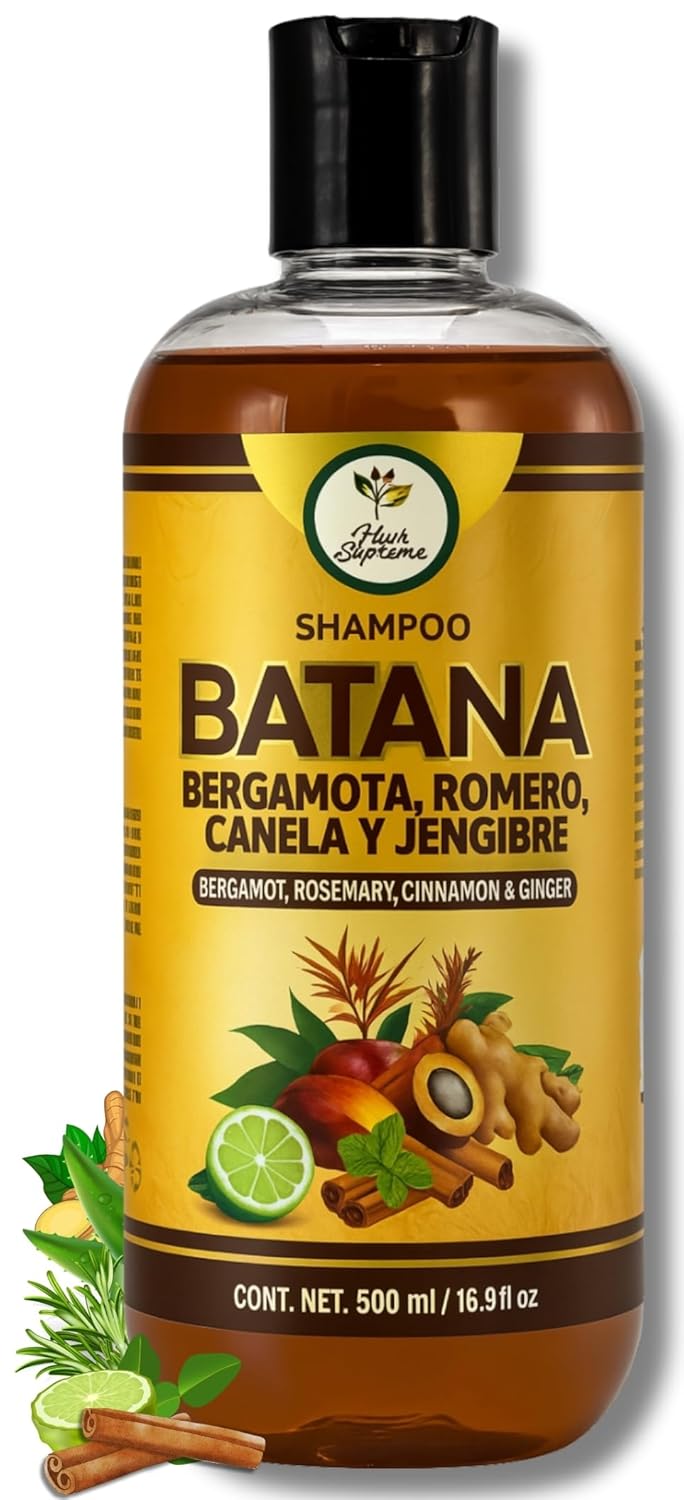 Batana Oil Shampoo w/Bergamota,Rosemary, Cinnamon,Aloe Vera & Ginger–Nourishing & Moisturizing–16.9 fl oz,Salt-Free,Paraben-Free,For Dry & Thinning Hair,Unisex,Supports Healthy-Looking Hair & Fullness