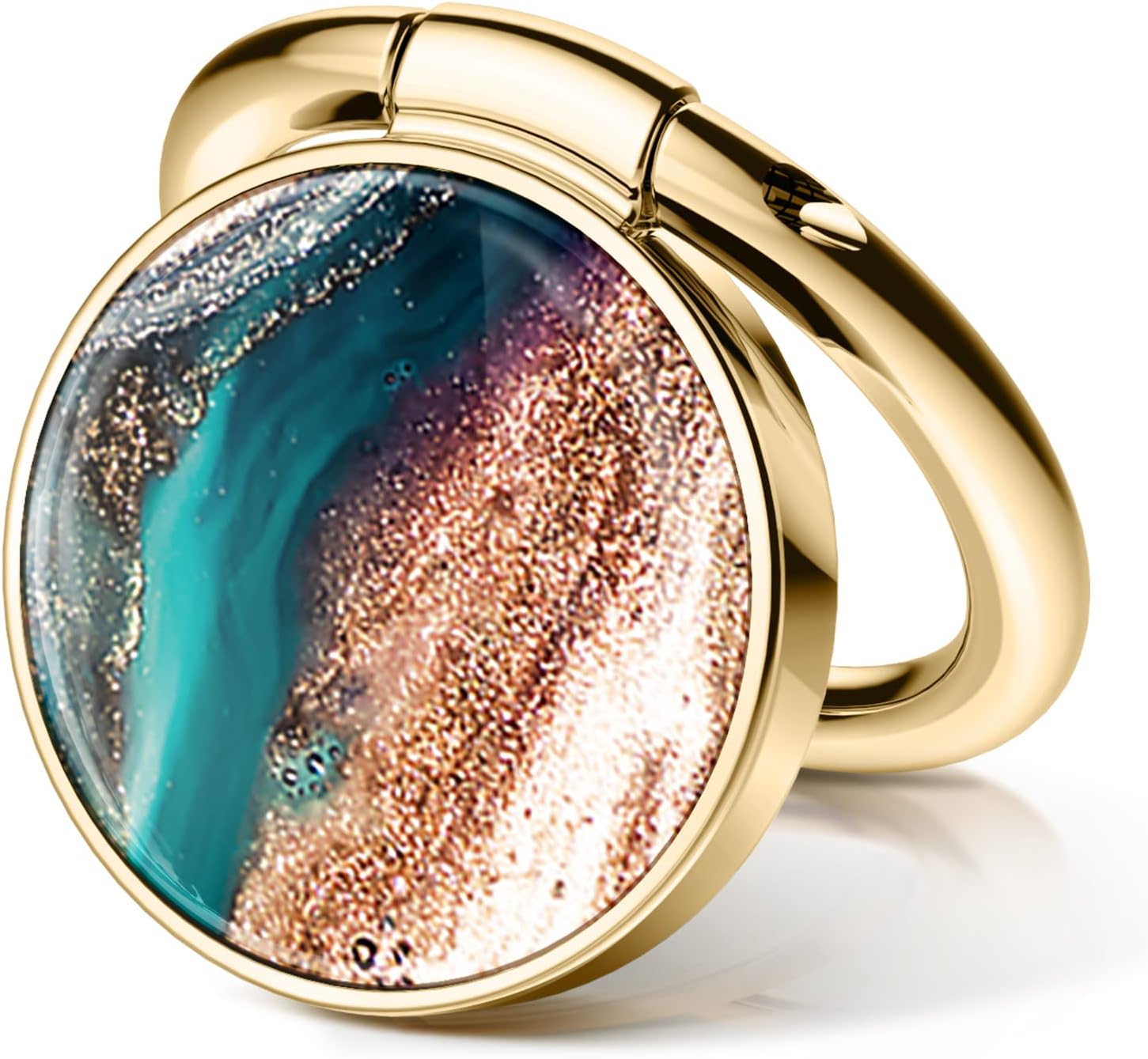 GVIEWIN Marble Cell Phone Ring Holder, Metal Kickstand Grip for Magnetic Car Mount Compatible with iPhone 16 Pro Max/15 Plus/14/13/12 Series & Galaxy S24/S23 Ultra and Other Phones(Drift Sand/Brown)