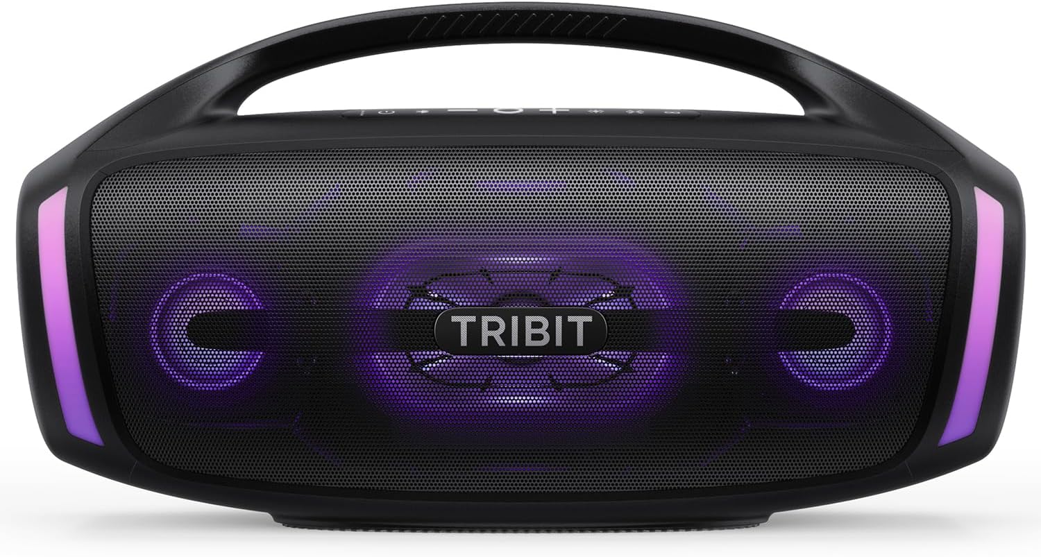 Tribit Bluetooth Speaker StormBox Blast 2, 200W Portable Wireless Speaker with Subwoofer, XBass, LED Light, Bluetooth 5.4, IP67 Waterproof, Custom EQ, 30H Playtime, TWS Pairing for Party/Outdoor