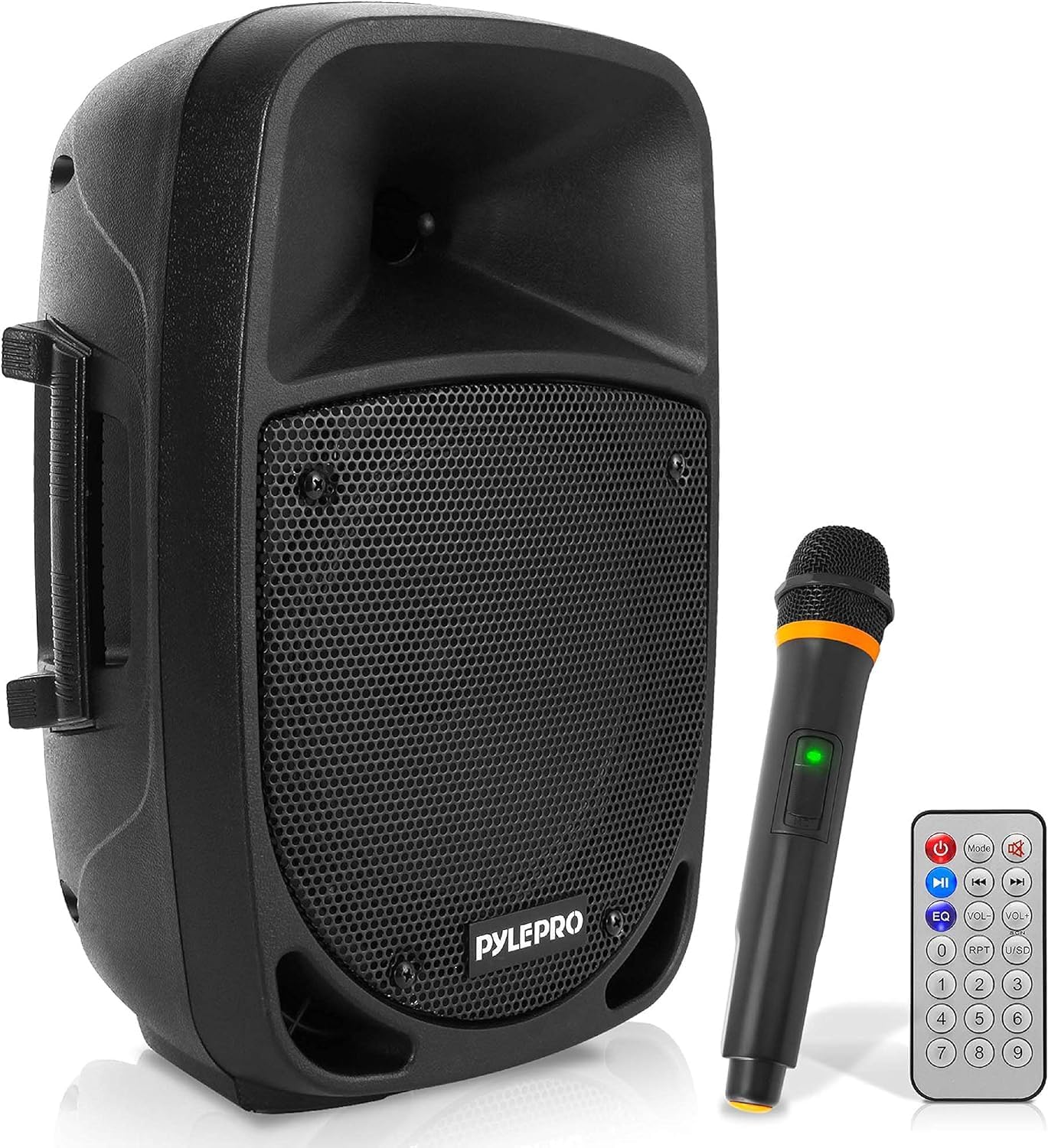 Pyle 800W Portable PA System, Large Bluetooth Speaker w/Wireless Microphone, 20cm Battery Powered PA Systems, Active Speakers, Powerful Loudspeaker, USB/SD Card Reader, for Stage/Parties/Events