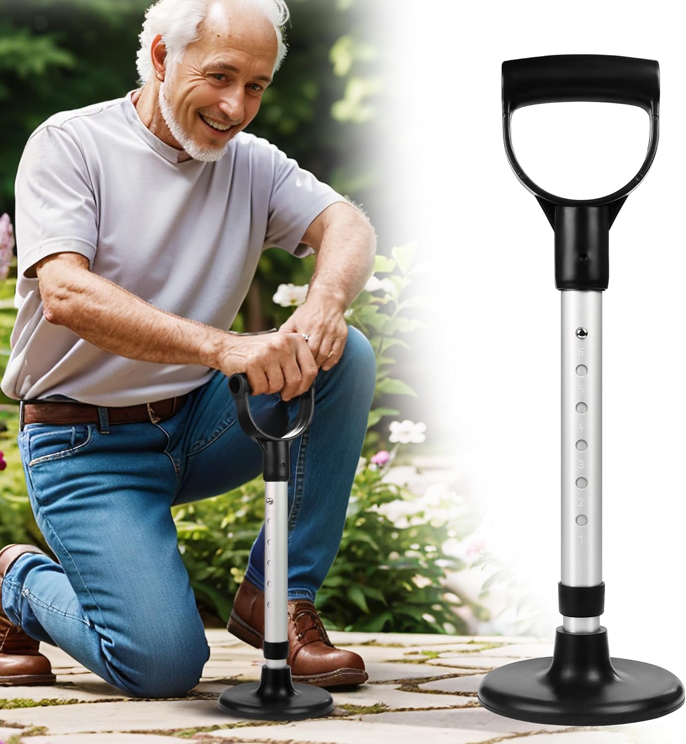 Mobility Aids Tool Adjustable Standing Assist Devices Portability Standing Aid Device Stable Supports Equipment for Rising Indoors, Garden Work,Outdoor Work,Doing Housework