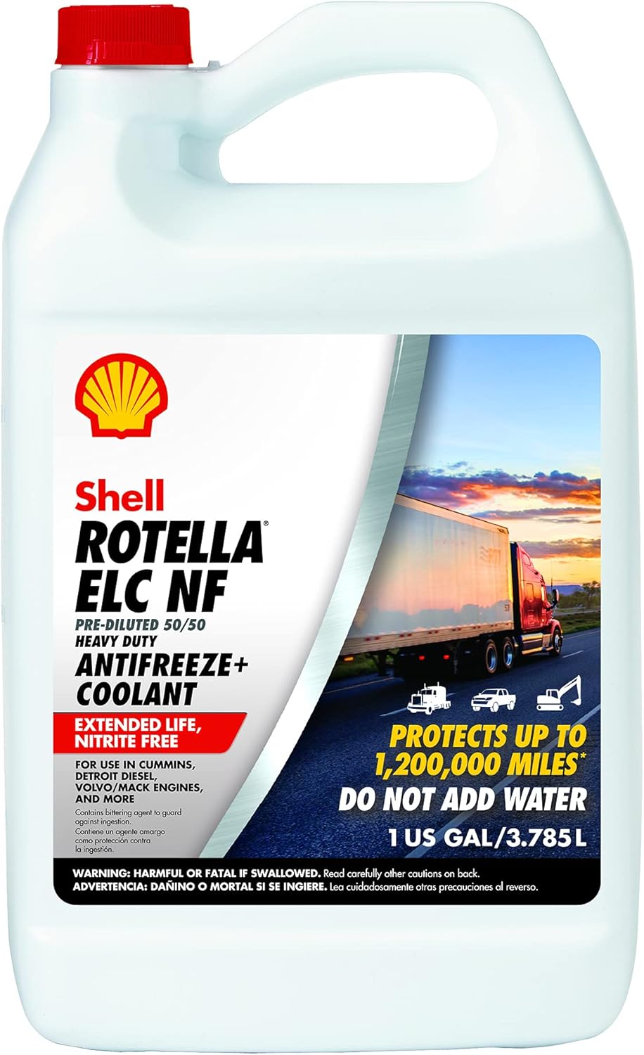 Shell Rotella Nitrite-Free Extended Life ELC Anti-Freeze + Coolant, Pre-Diluted 50/50, 1 Gallon