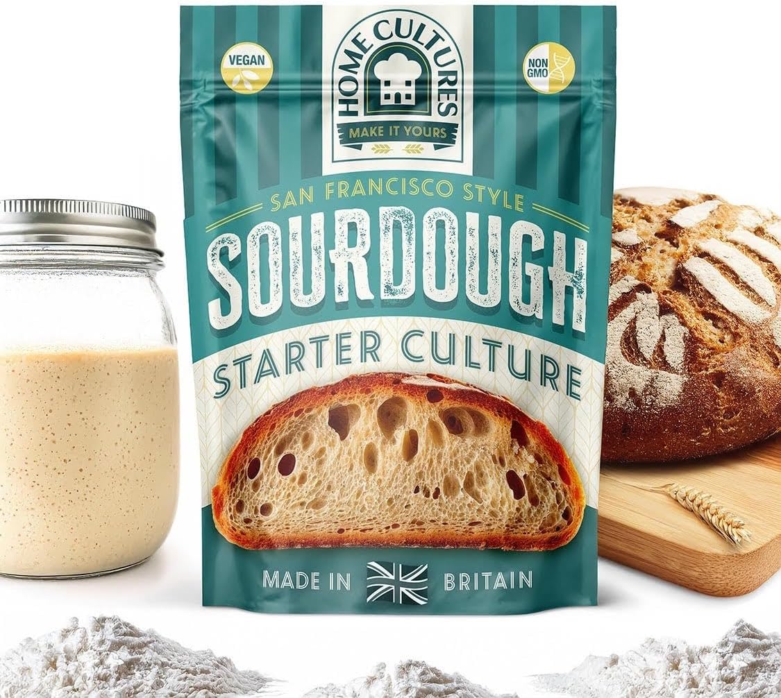 San Francisco Style Sourdough Starter for Sourdough Bread - All Natural Ingredients, Includes Sourdough Starter & Instruction Booklet - Vegan & Non-GMO by Home Cultures