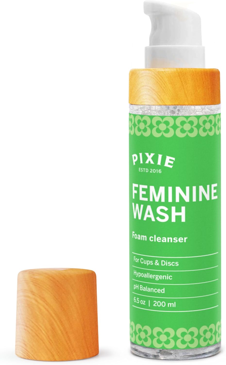 Pixie Feminine Wash - Healthy Foaming Cleaner - Organic and Natural Ingredients - More Foam Wash in Bottle Than Any Other Brand - Safest Way to Clean Sensitive Skin Types - PH Balanced & Plant Based