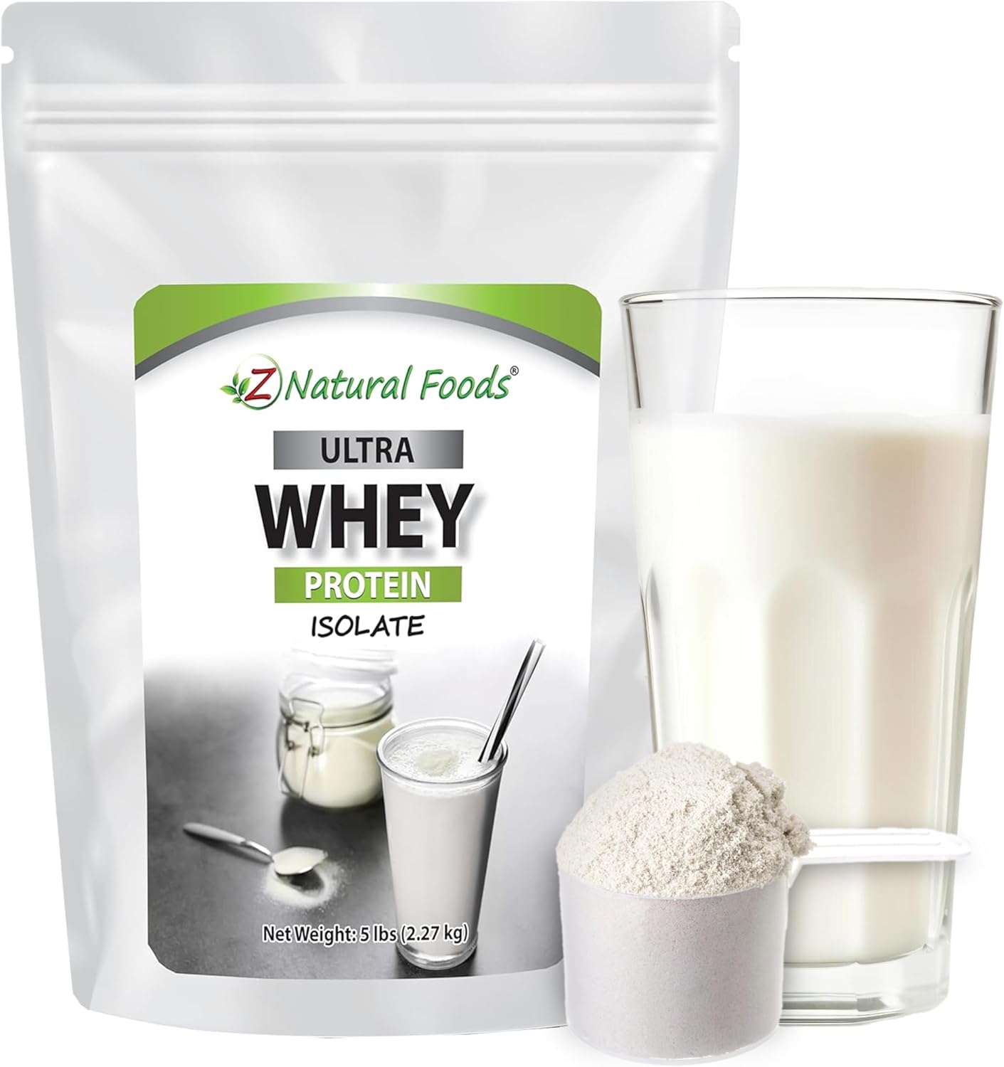 Z Natural Foods Ultra Whey Protein Isolate Powder - Pure, Unflavored, Unsweetened Whey Protein Powder - Flavorless Whey Isolate with Vital Proteins for Fitness, Sports Nutrition, Immune Support, 5 lb