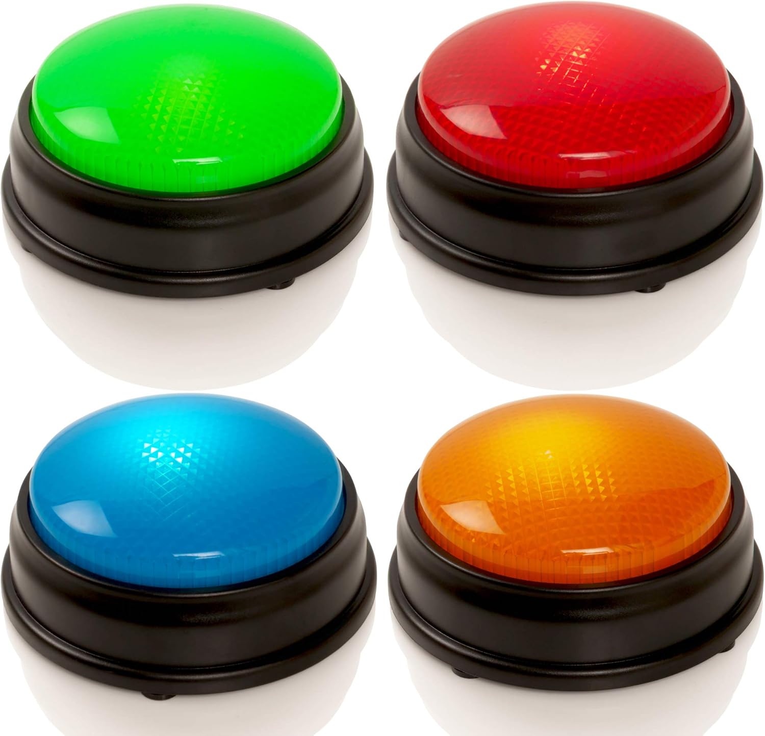 Learning Minds Answer Buzzers For Quizzes - Set of 4 Lights & Sounds Buzzers For Pub Quiz Games