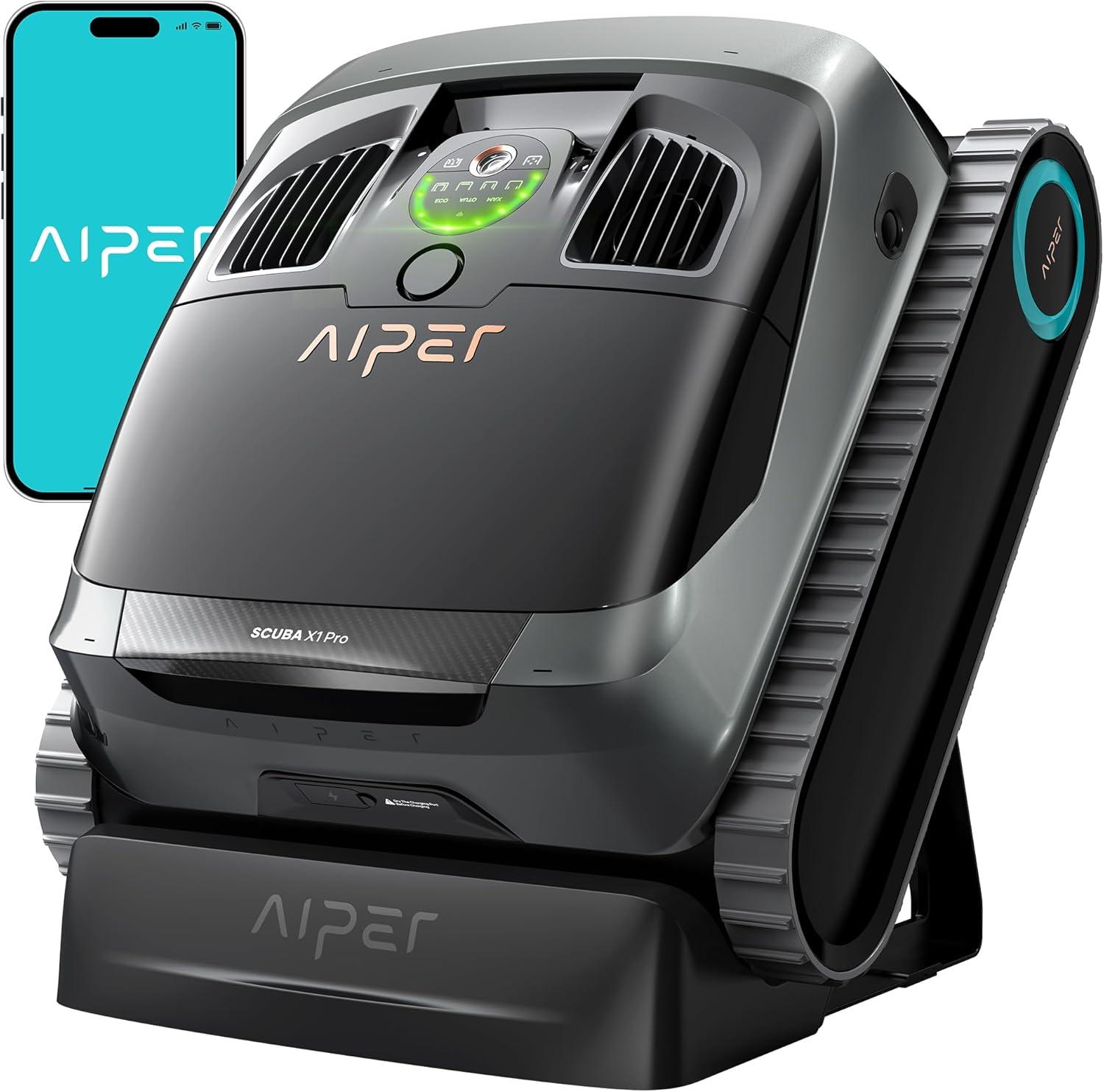 AIPER Scuba X1 Pro Cordless Robotic Pool Cleaner, Intelligent Suction Adjustment, Smart Mapping, Horizontal Waterline Scrubbing, 180 Mins for Inground Pools up to 2,150 sq.ft