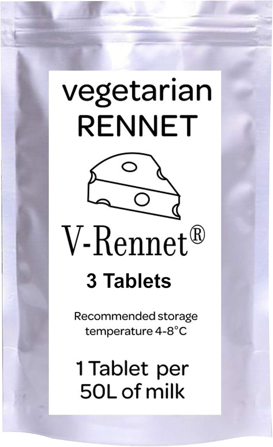 V-Rennet Pack of 3 Tablets Vegetarian Rennet for 50 L Milk