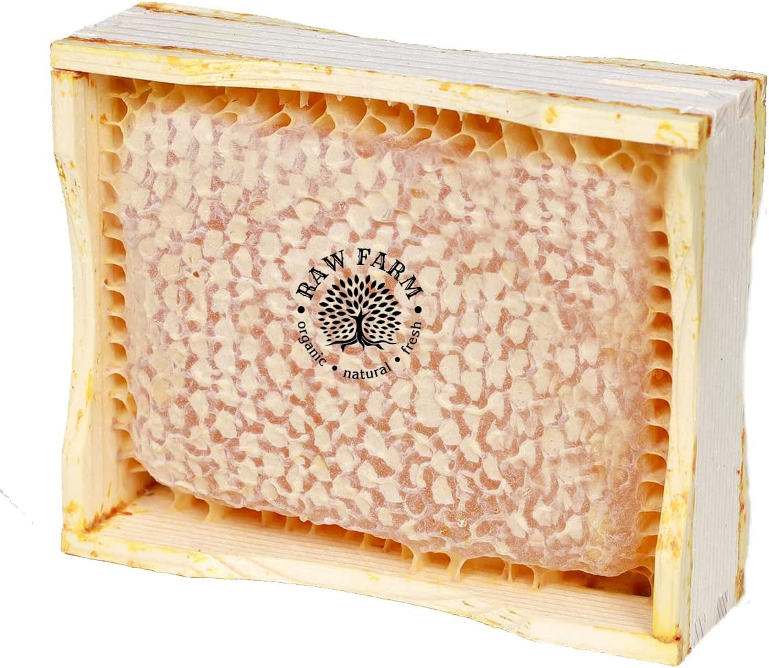 250 g Organic Raw Wildflowers Honeycomb in Wood Frame, Directly from the bee hive