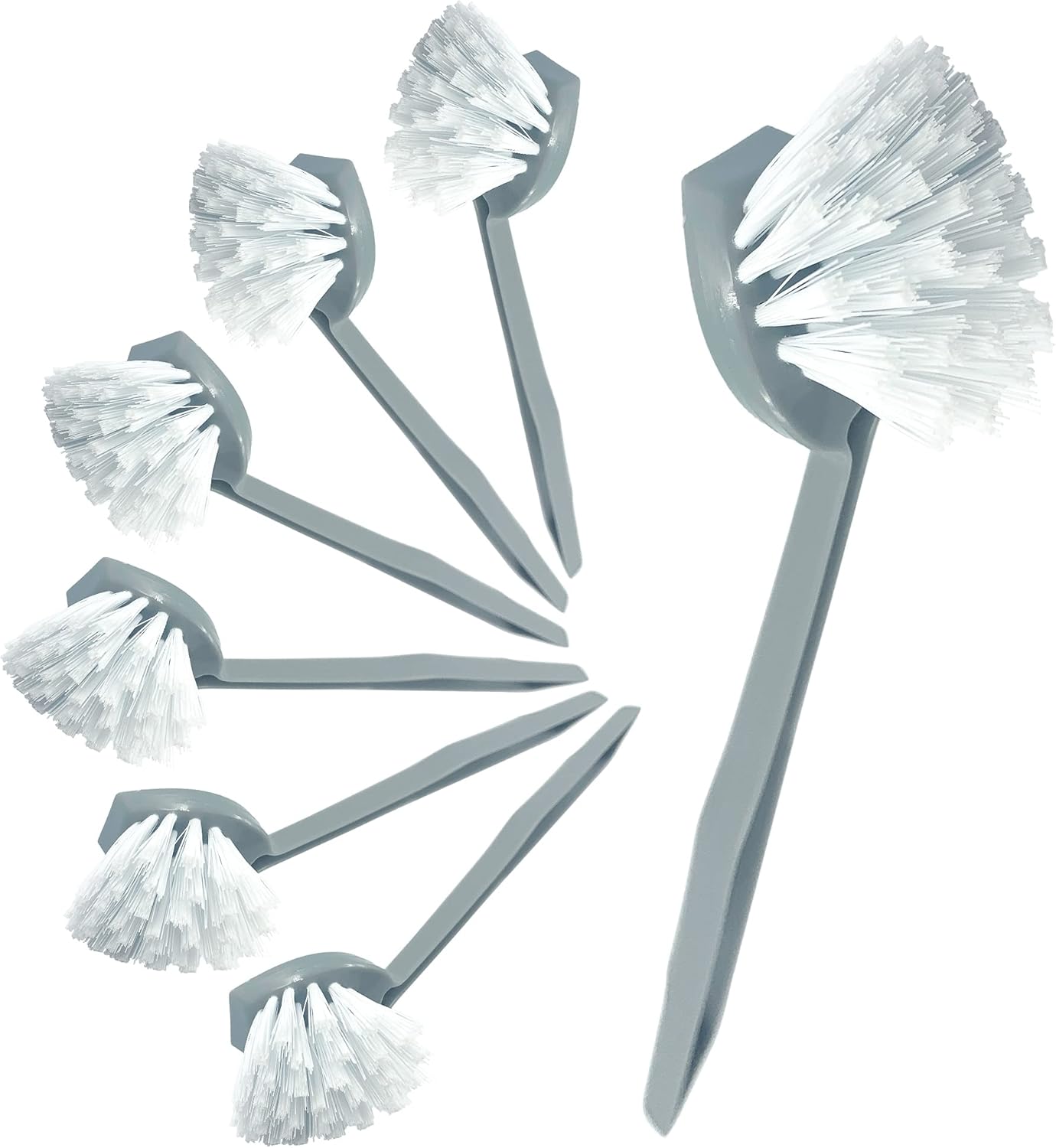 Pack of 7 Plastic Dish Brush Set with Firm Bristles − Dish Scrubber and Washing up Brushes for Kitchen, Sink, and Countertops (7-Pack Round Dish Brushes)