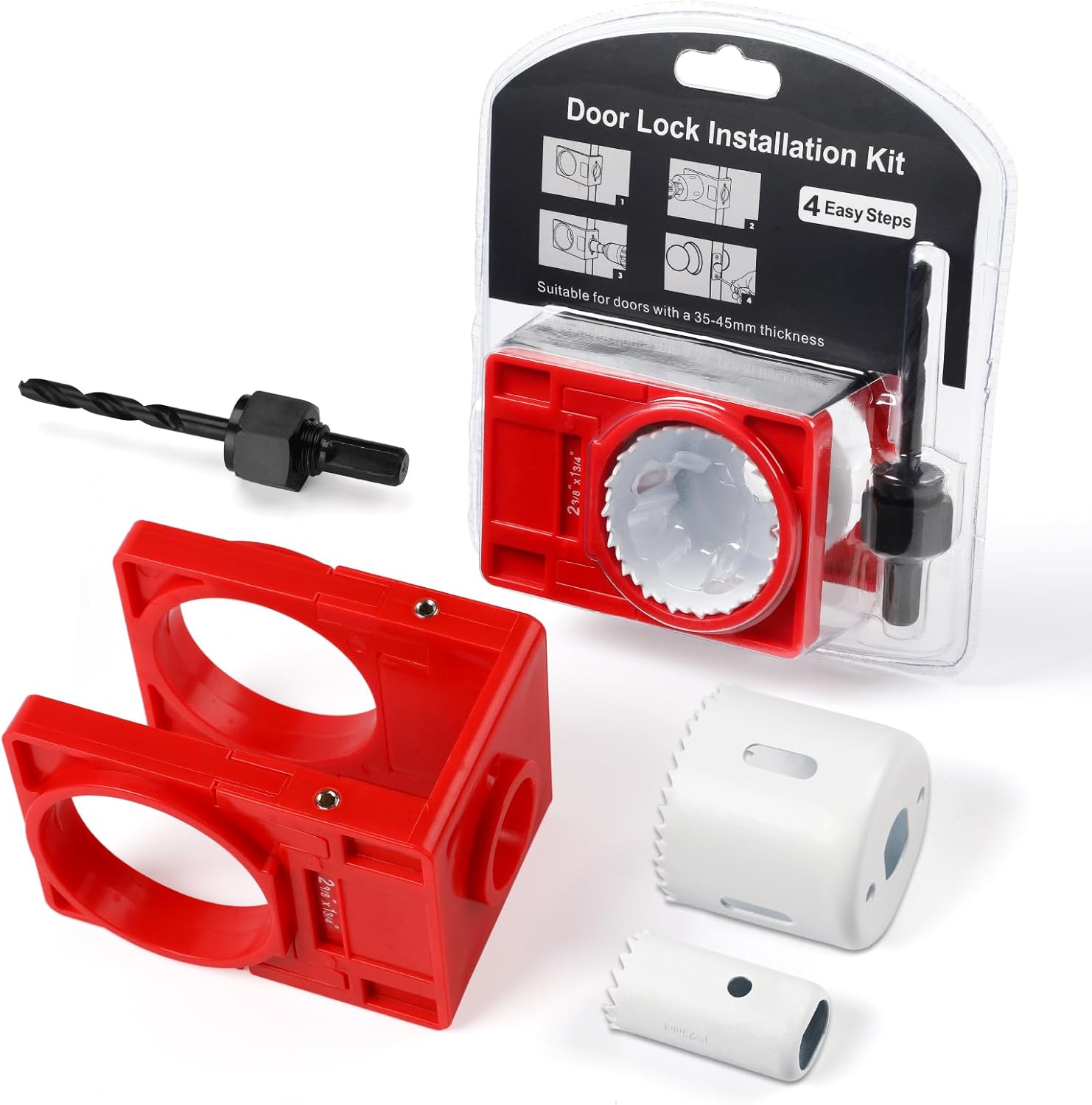 Door Lock Installation Kit, Suitable for 1-3/8" - 1-3/4" (35mm-43mm) Door Thickness, with Carbon Steel Door Lock Hole Saw