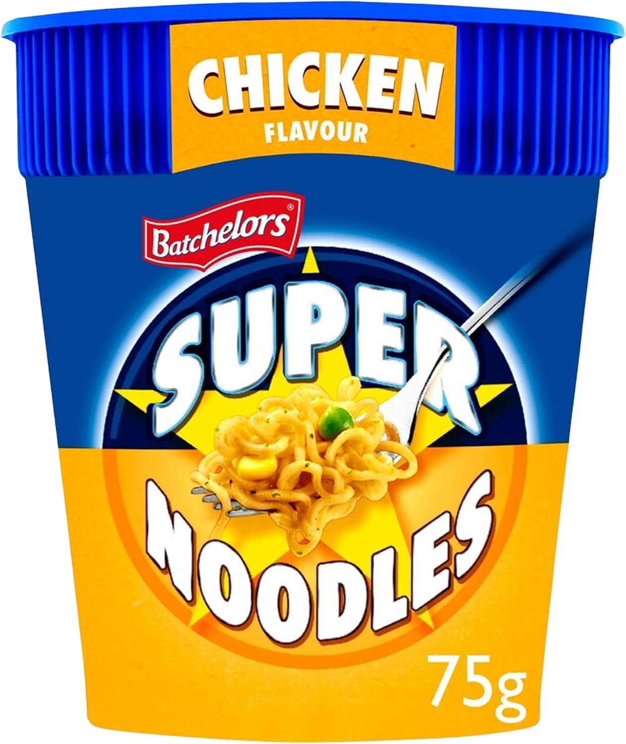Batchelors Super Noodles Chicken Flavour, Instant Snack Ready in 4 Minutes, 75 g Pot (Pack Of 8)