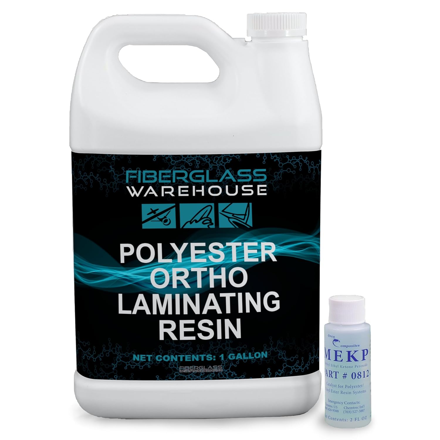 Fiberglass Warehouse Polyester Laminating Resin - Marine Grade - 1 Gallon - Catalyst Included - Fiberglass, Boat Repair, Decks, RV, Auto