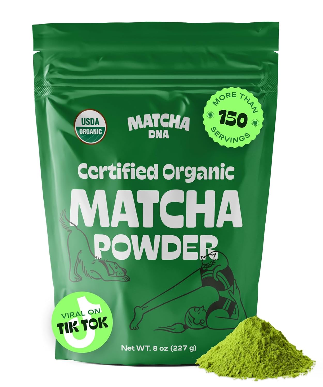 MATCHA DNA Certified Organic Matcha Green Tea Powder (8 oz BAG)