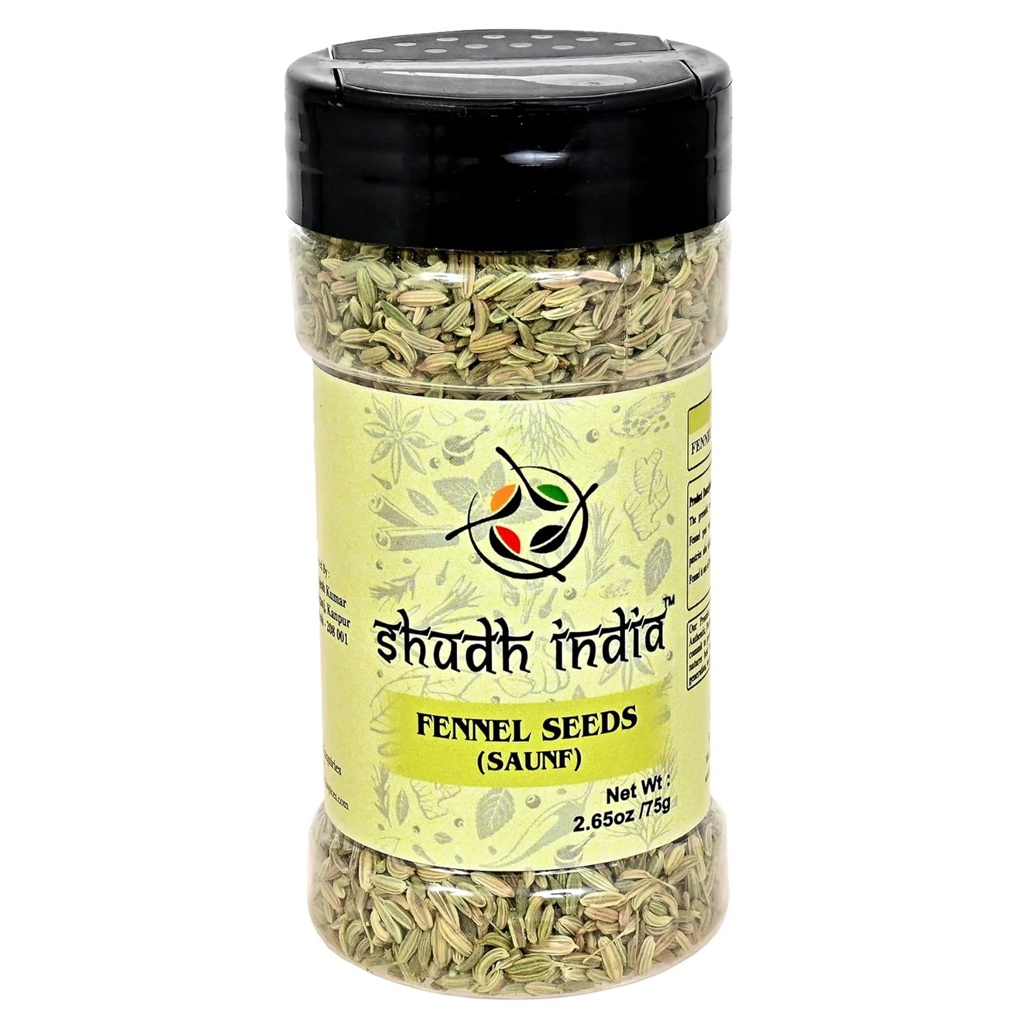 Shudh india Fennel Seeds (Saunf Sabut) Whole Spice 2.65oz (75g) All Natural ~ Gluten Friendly | NON-GMO | Vegan | Indian Origin (Fennel Seeds)