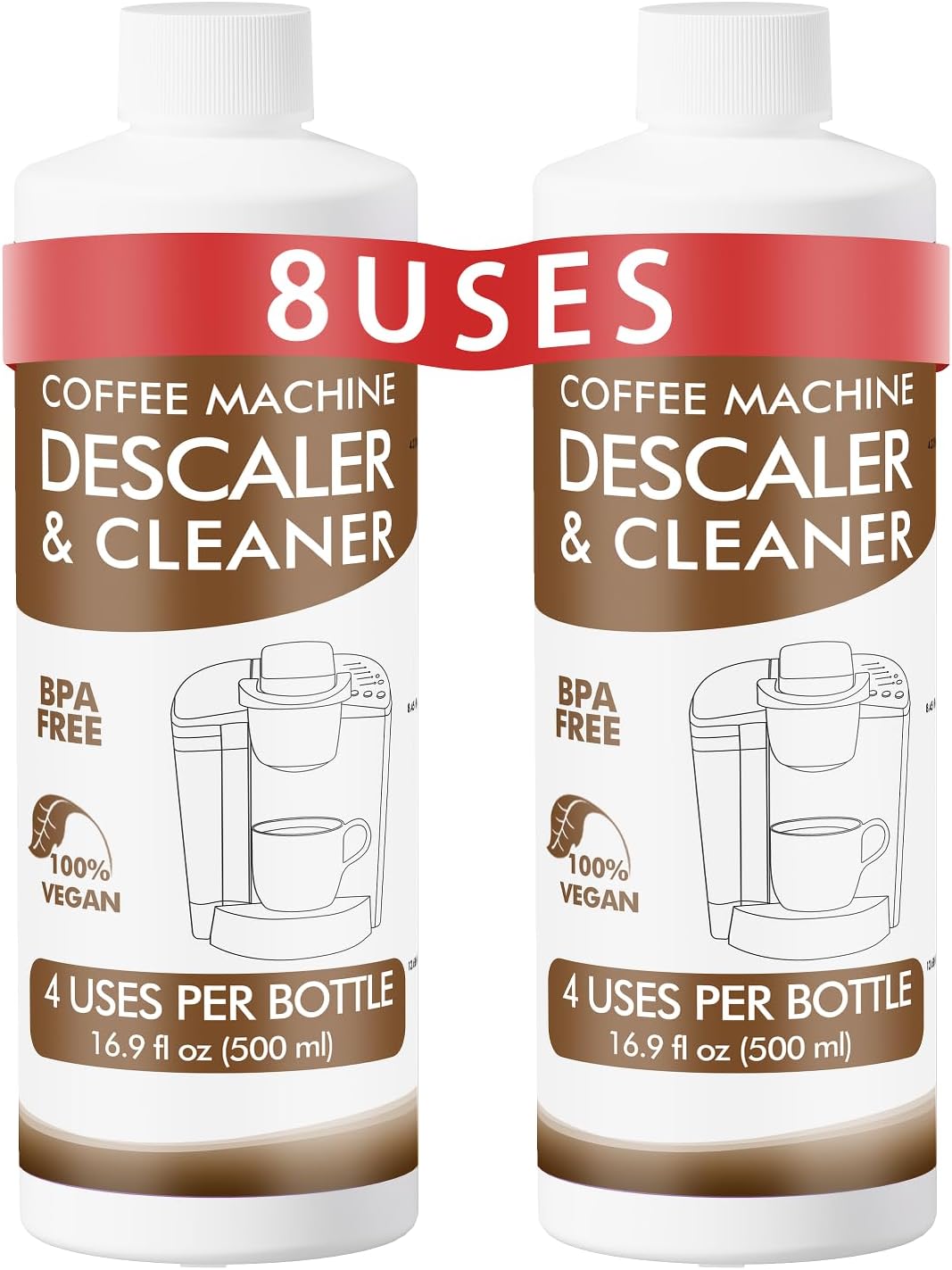 8 Uses Descaling Solution Compatible with Keurig, Nespresso, Breville, Delonghi, Jura, Ninja - 33.8oz Coffee Machine Descaler, Espresso Coffee Maker Cleaner, Coffee Pot Limescale Remover
