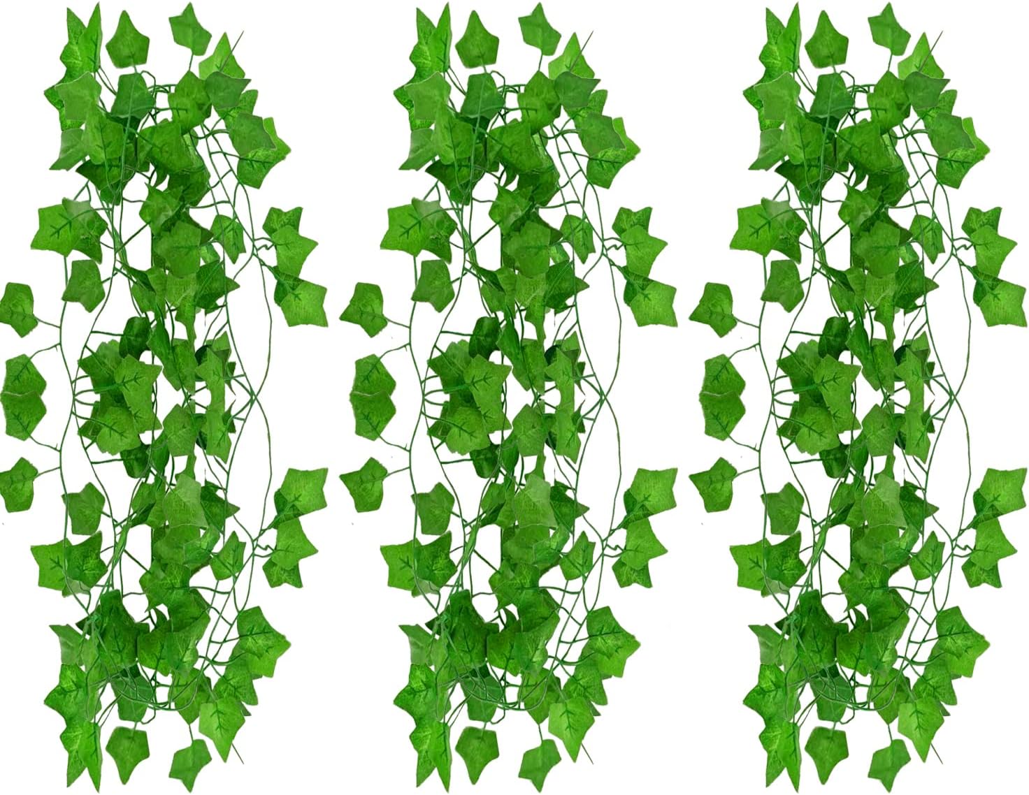 Owill 3 pack Artificial Fake Vine, 21Ft Fake Ivy Fake Plants Green Leaves Hanging Vine Plant Vine Decoration for Home Kitchen Garden Office Wedding Wall