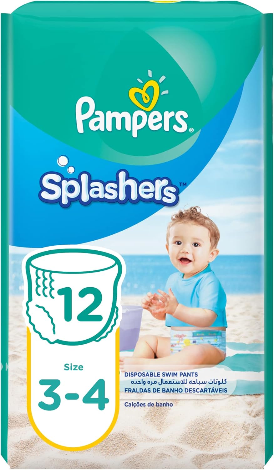 Pampers Splashers Swimming Pants, Size 3-4, 6-12 kg, Carry Pack, 12 Count