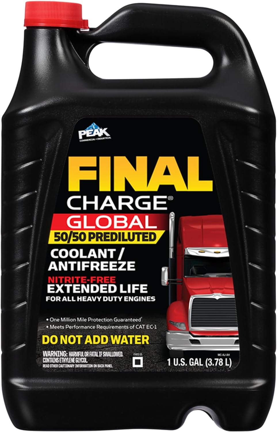 PEAK Final Charge Global Extended Life 50/50 Prediluted Antifreeze/Coolant for All Heavy Duty Engine Cooling Systems, 1 Gal.