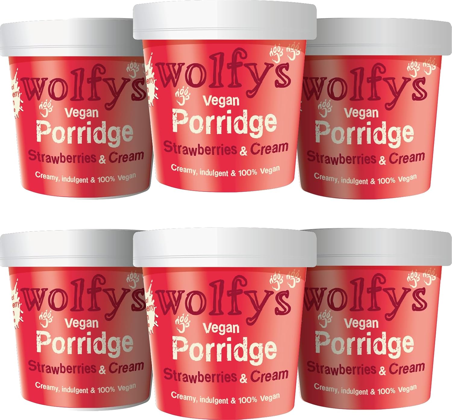 Wolfy's Vegan Strawberries & Cream Porridge 84g (Pack of 6)