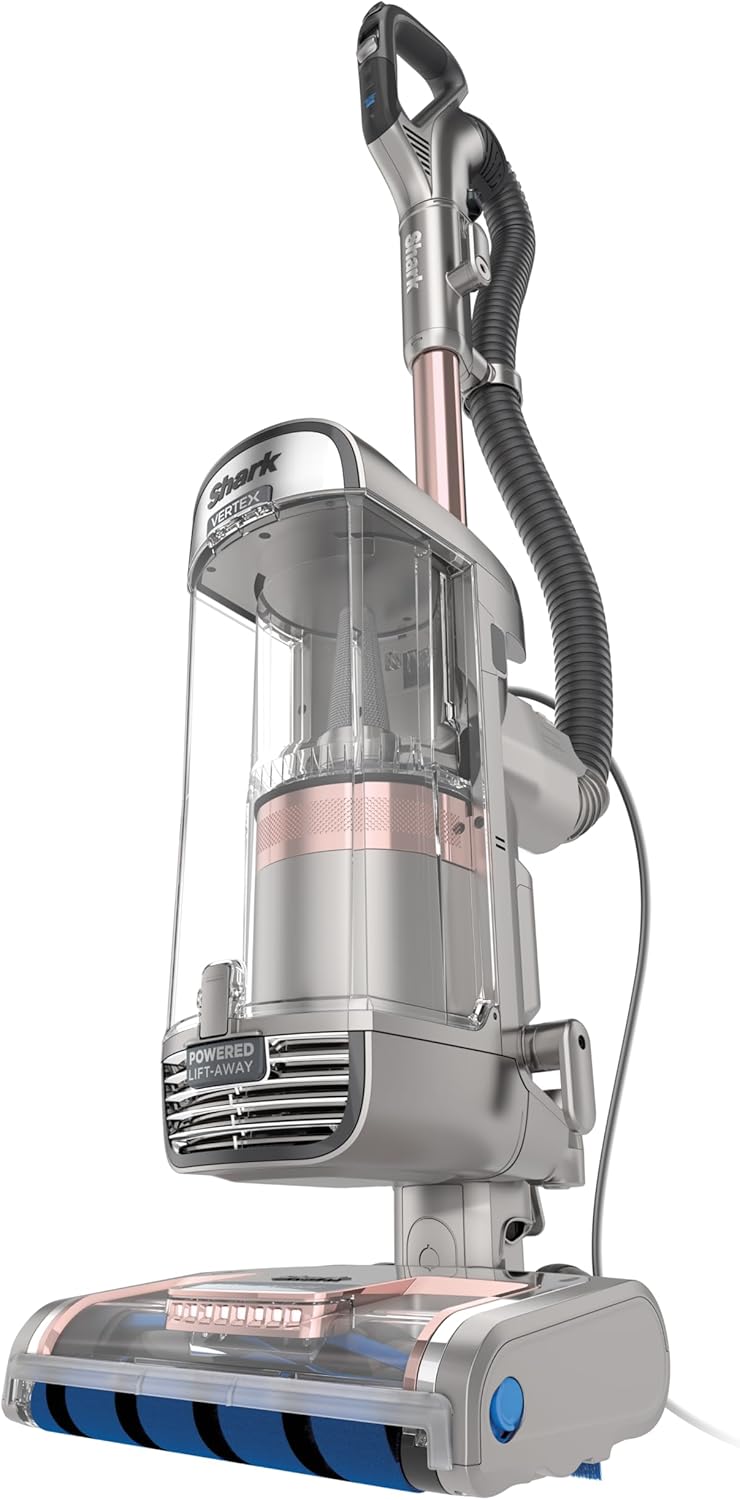 Shark AZ2002 Vertex Powered Lift-Away Upright Vacuum with DuoClean PowerFins, Self-Cleaning Brushroll, Large Dust Cup, Pet Crevice Tool, Dusting Brush & Power Brush, Silver/Rose Gold