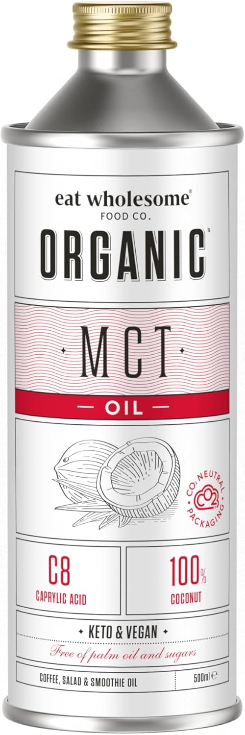 Eat Wholesome Organic MCT Oil, High C8 & C10, 500ml | 100% Coconut, CO2 Neutral, For Coffees, Salads & Smoothies