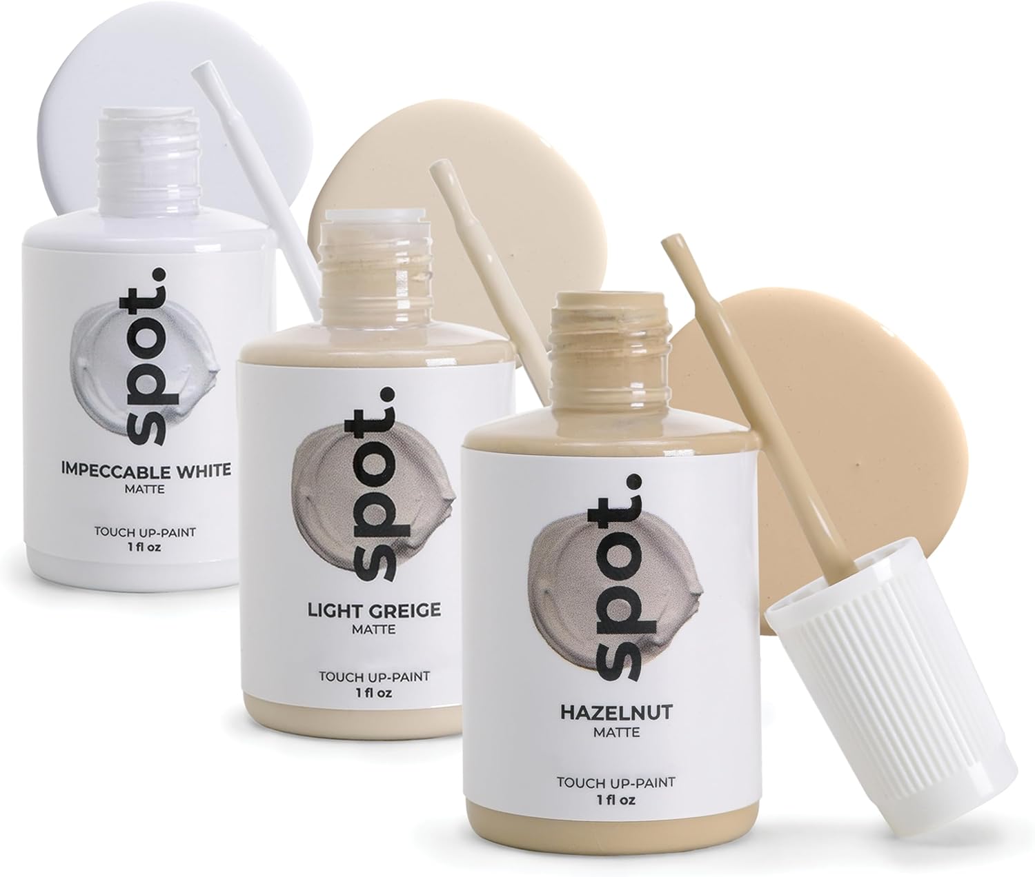 spot. Touch-Up Paint - Matt Finish, Quick Drying, Perfect for Cabinets, Walls, Windows, Doors, and Furniture Repair, 3 Colour Kit Matches 90% of Surfaces, Beige 3 Pack
