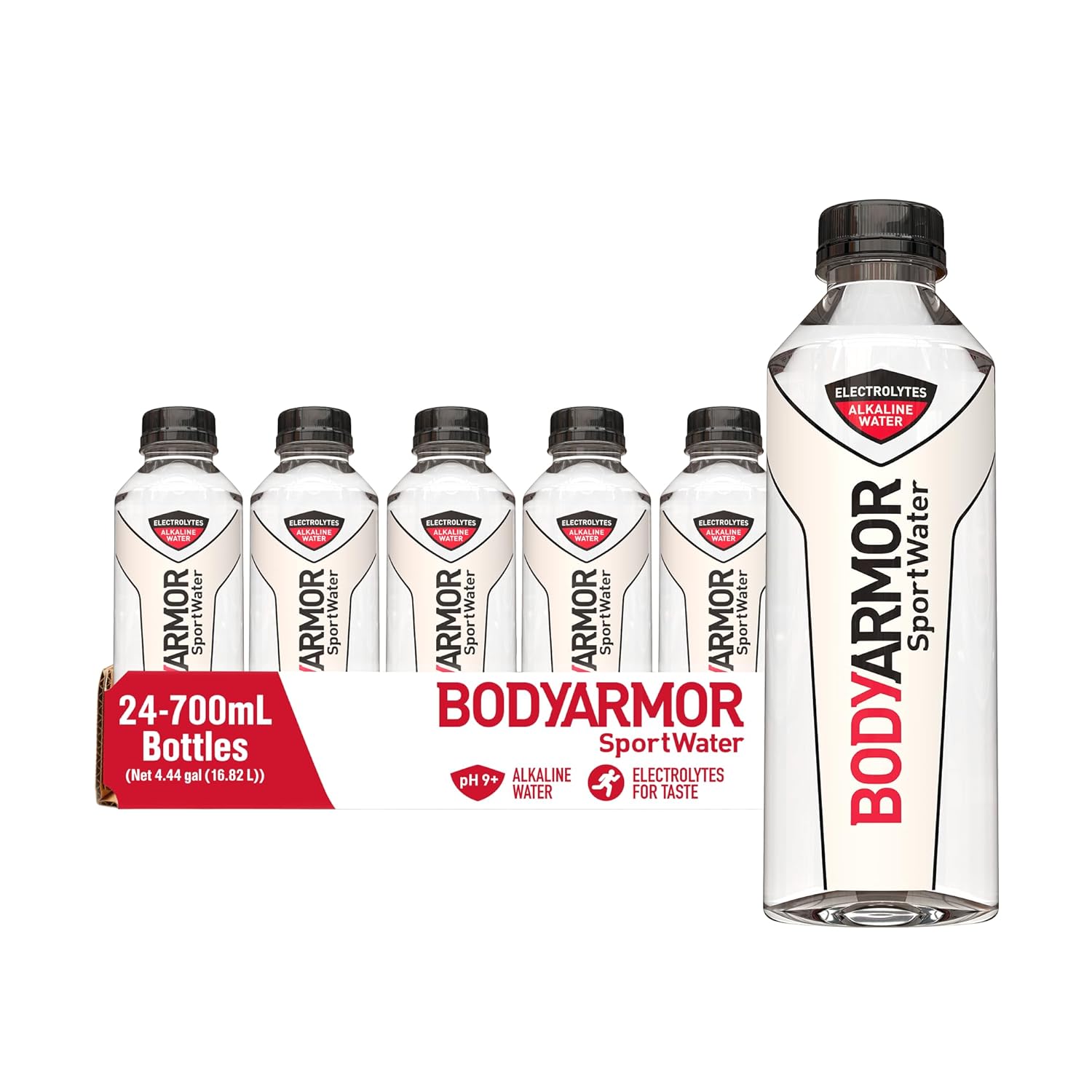 BODYARMOR SportWater Alkaline Water, Superior Hydration, High Alkaline Water pH 9+, Electrolytes, Perfect for your Active Lifestyle, 700mL (Pack of 24)