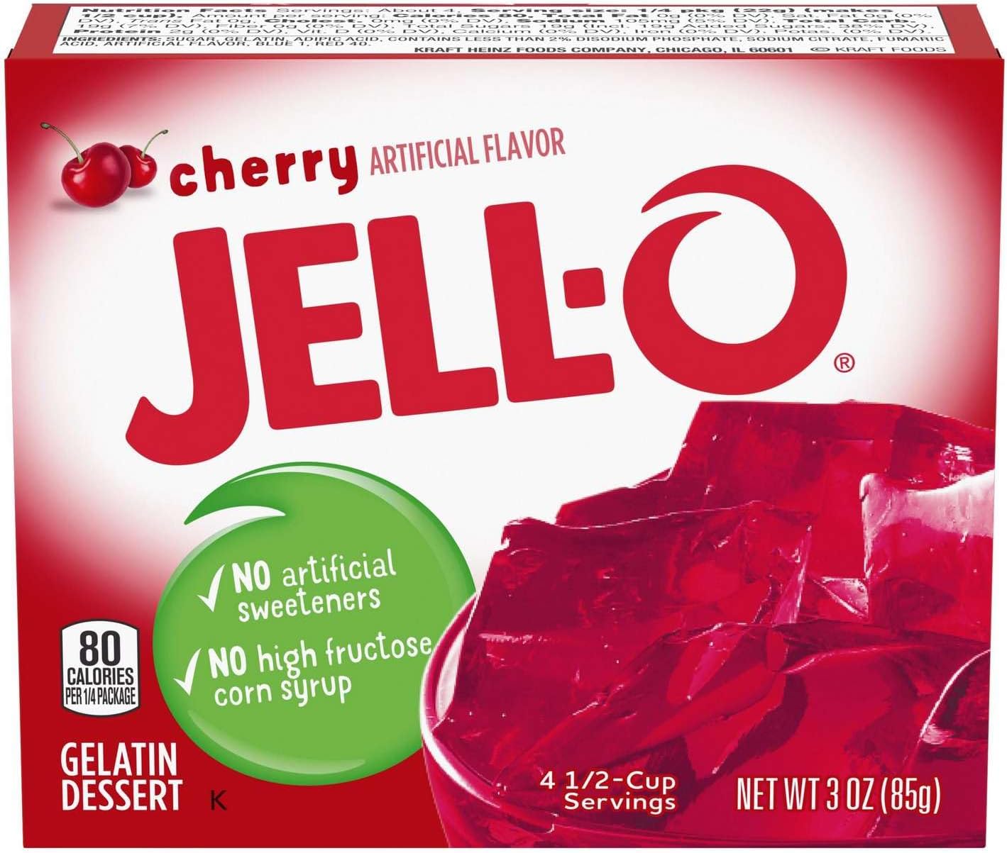 Jell-O Cherry Gelatin Dessert 85g Box