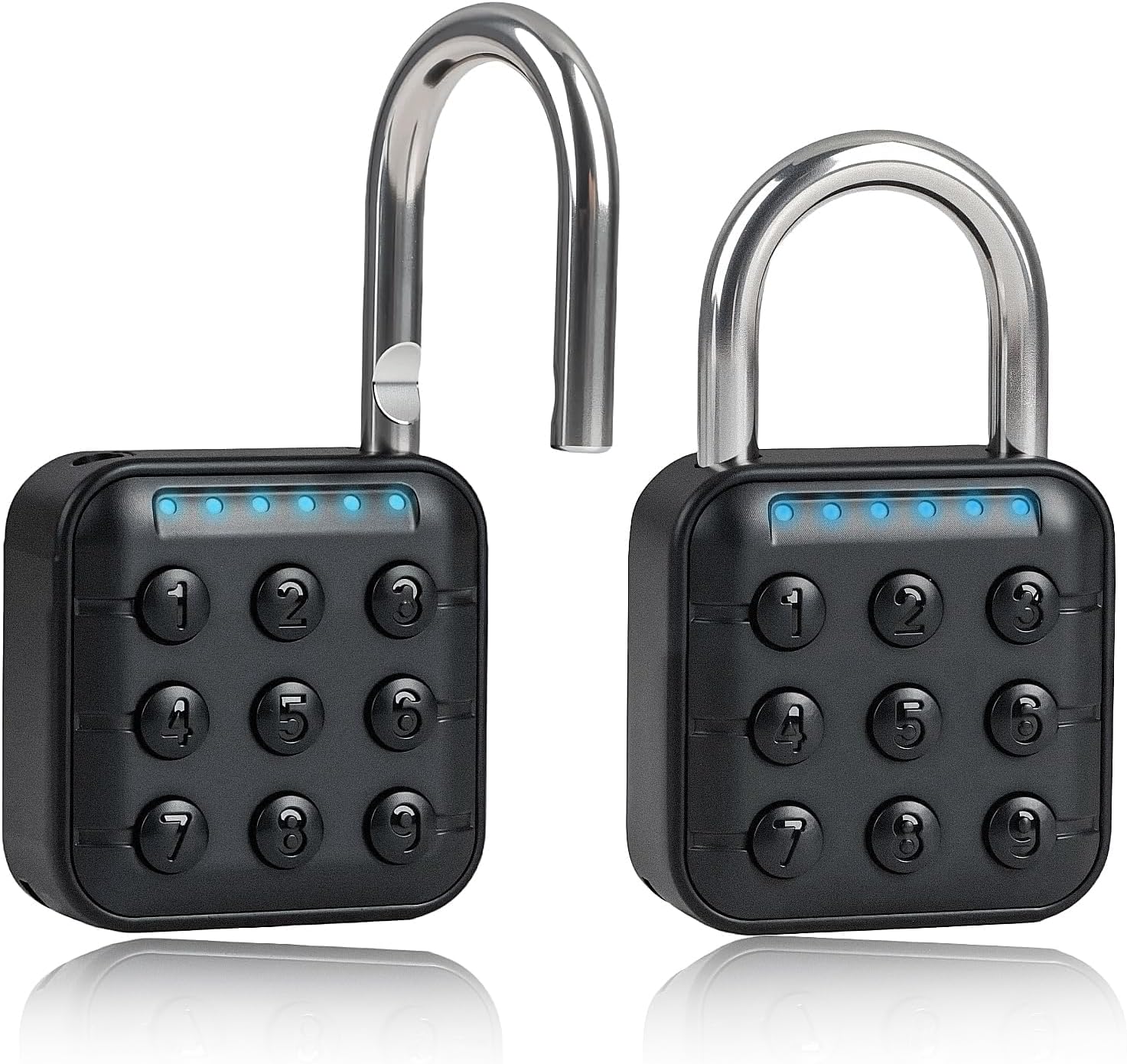 6 Digit Combination Padlock Gym Locker Lock Black IP55 Waterproof Electronic Password Lock with Stainless Steel Shackle and Multi-User Code Function for Gym School Garage Travel Outdoor Use