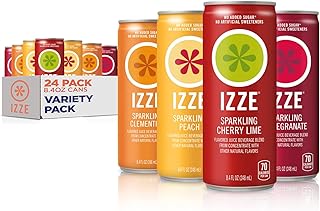Izze Sparkling Juice, 4 Flavor Sunset Variety Pack, 8.4 Fl Oz (Pack of 24)