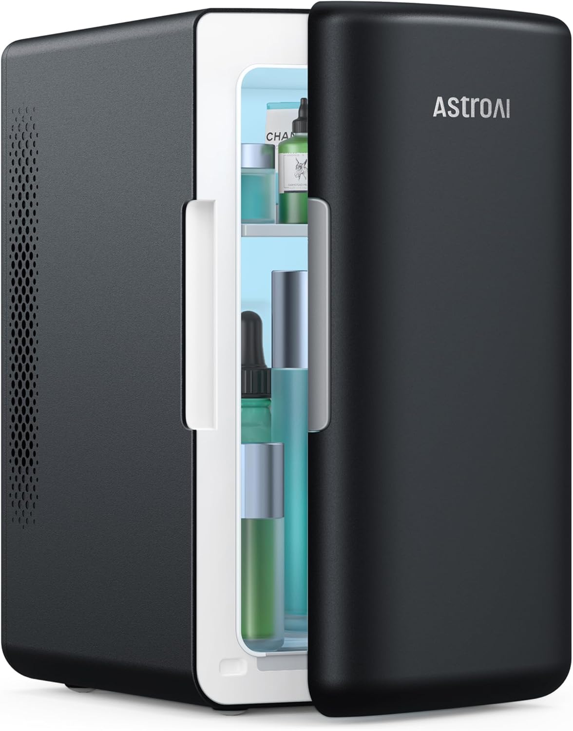 AstroAI Mini Fridge 2.0 Gen, 6 Liter/8 Cans Makeup Skincare Fridge 110V AC/ 12V DC Portable Thermoelectric Cooler and Warmer Little Tiny Fridge for Bedroom, Cosmetics, Christmas (Dark Grey)
