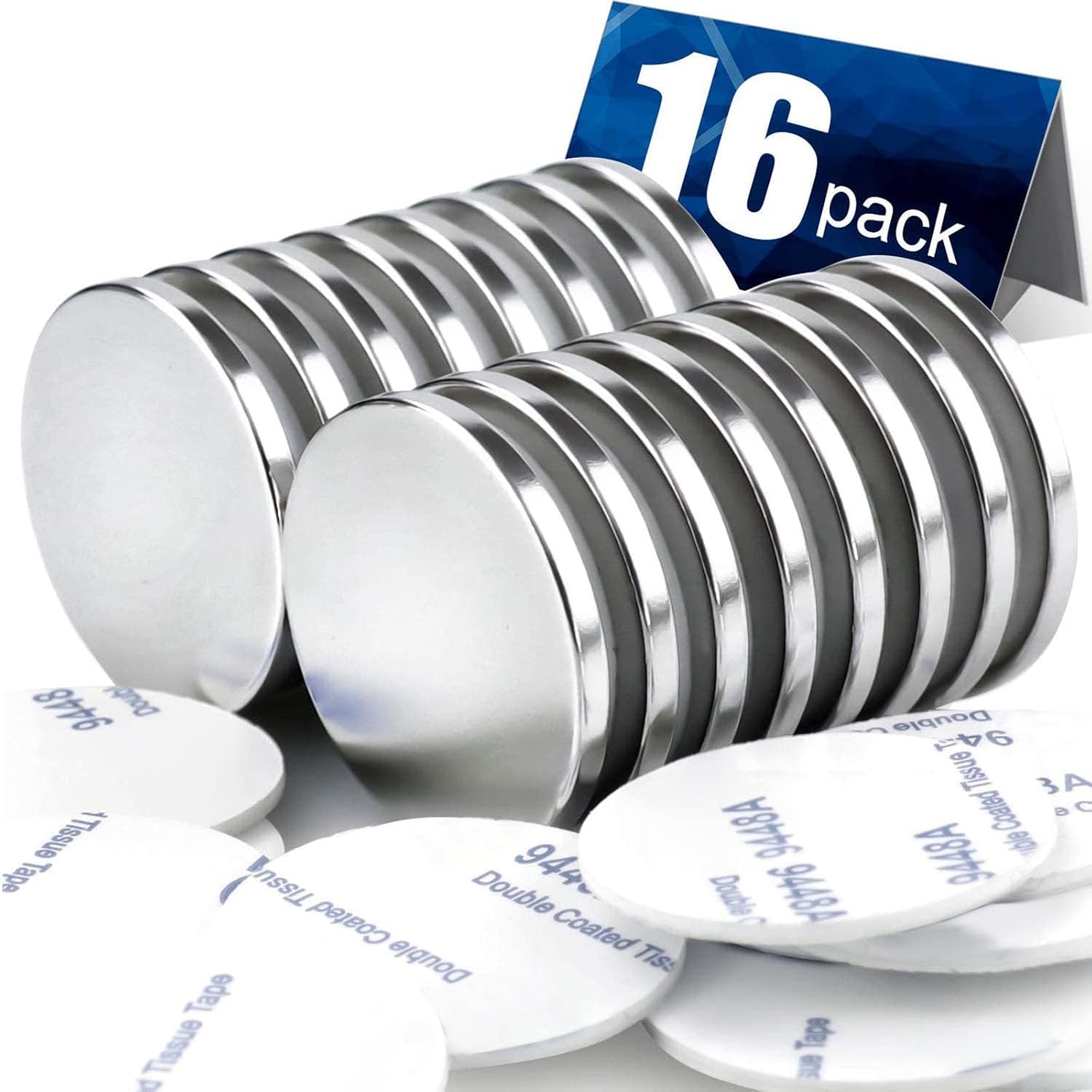 DIYMAG Strong Magnets, 15 Pack with Double Sided Adhesive Backing Powerful