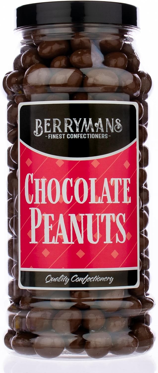 Original Chocolate Peanuts Retro Sweets Gift Jar By Berrymans Sweet Shop - Classic Sweets, Traditional Taste.
