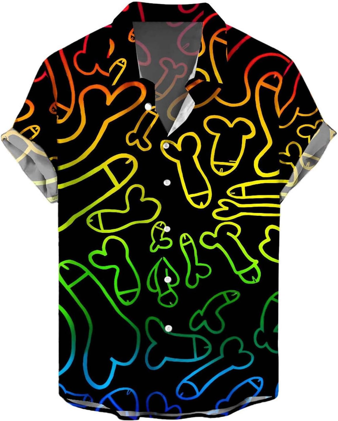 Feelcrag Short Sleeved Summer Casual Hawaii Shirts for Men Funky Shirts for Men Casual Short Sleeved Summer Holiday Beach Hawaiian Shirt Funny 3D Printed Beach Shirt Holiday Clothes