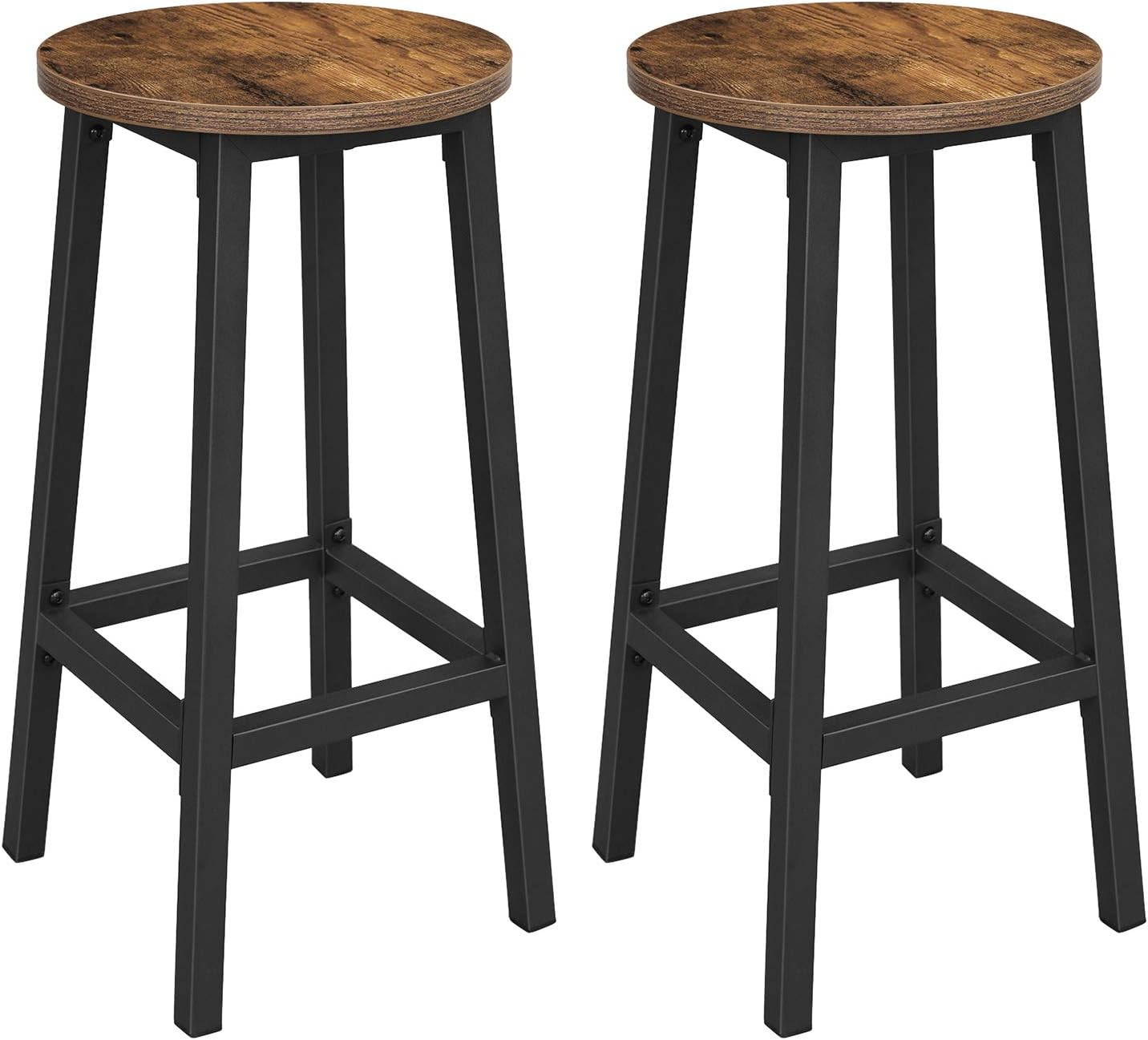 VASAGLE Bar Stools Set of 2, Round Metal Kitchen Stools