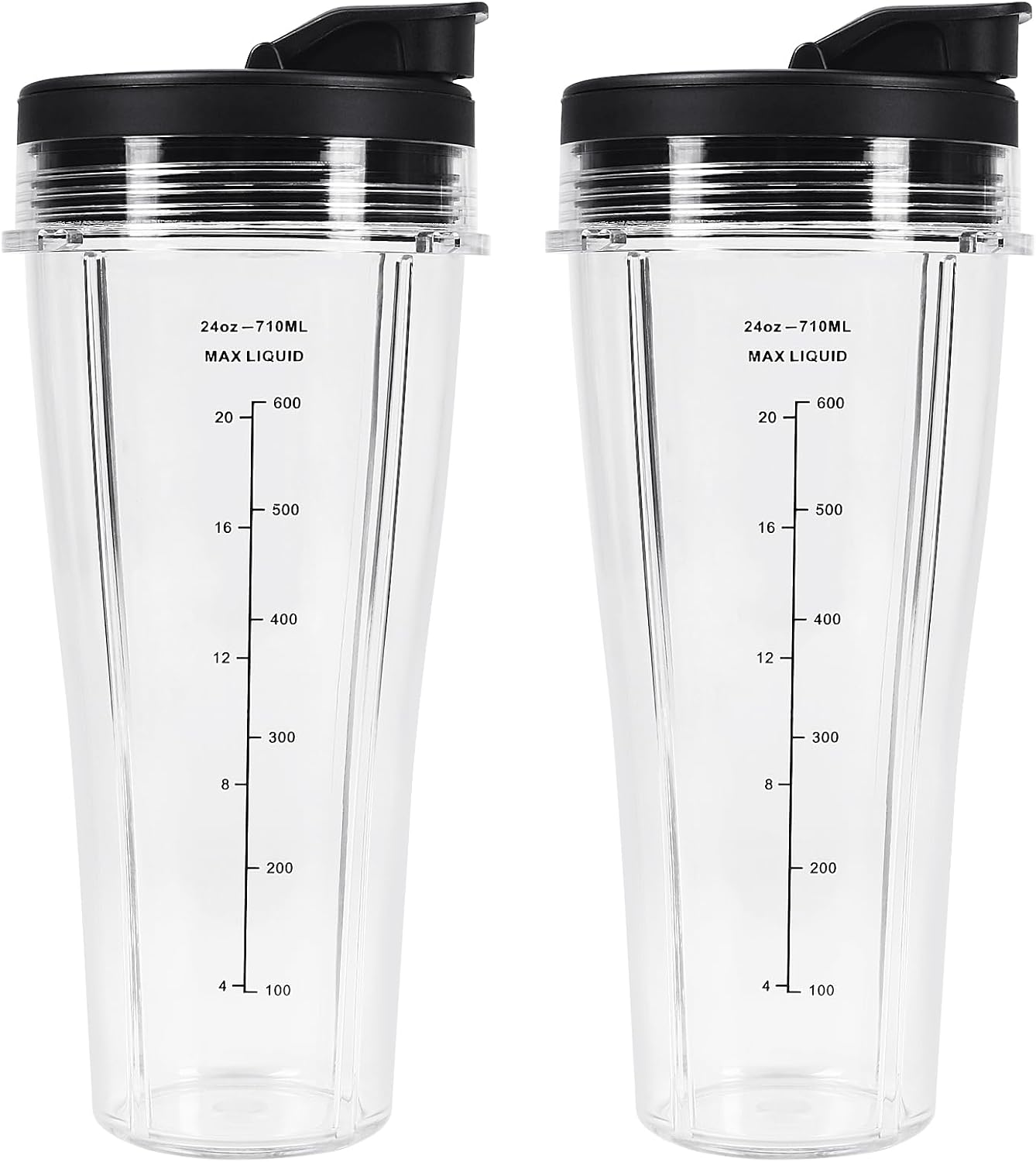 GINOYA Blender Replacement Parts for Ninja Blender BN750UK BN800UK BN495UK CB350UK CB150UK CB100UK, 2pcs Cups with Sleeves Compatible with Ninja Blender