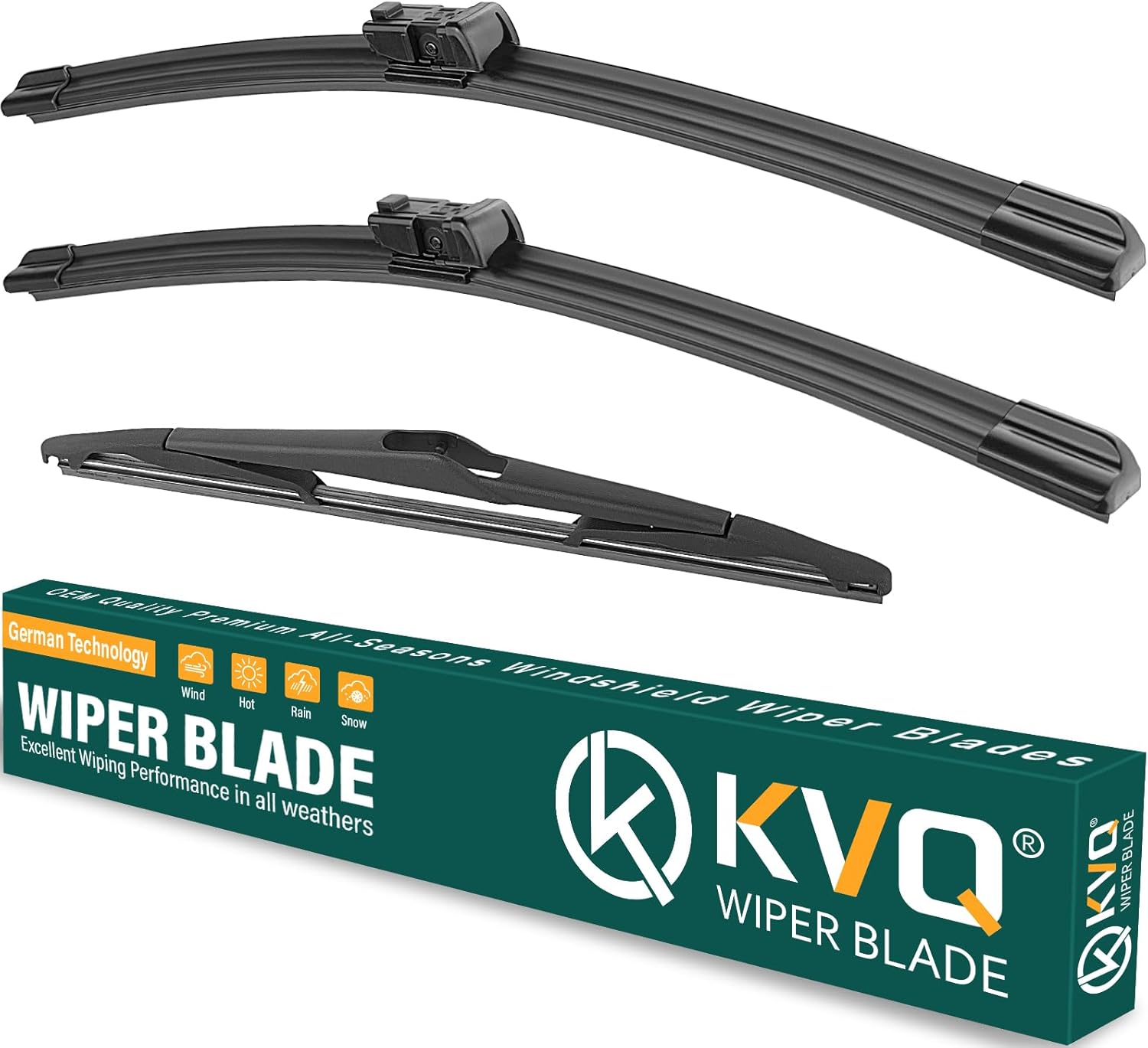 Windshield Wiper Blades Replacement for Ford Fiesta 2009 2010 2011 2012 2013 2014 2015 2016 2017 2018 2019 Original Factory Quality Front Rear Wiper Blade Set - 26" 15" 12" (Set of 3)