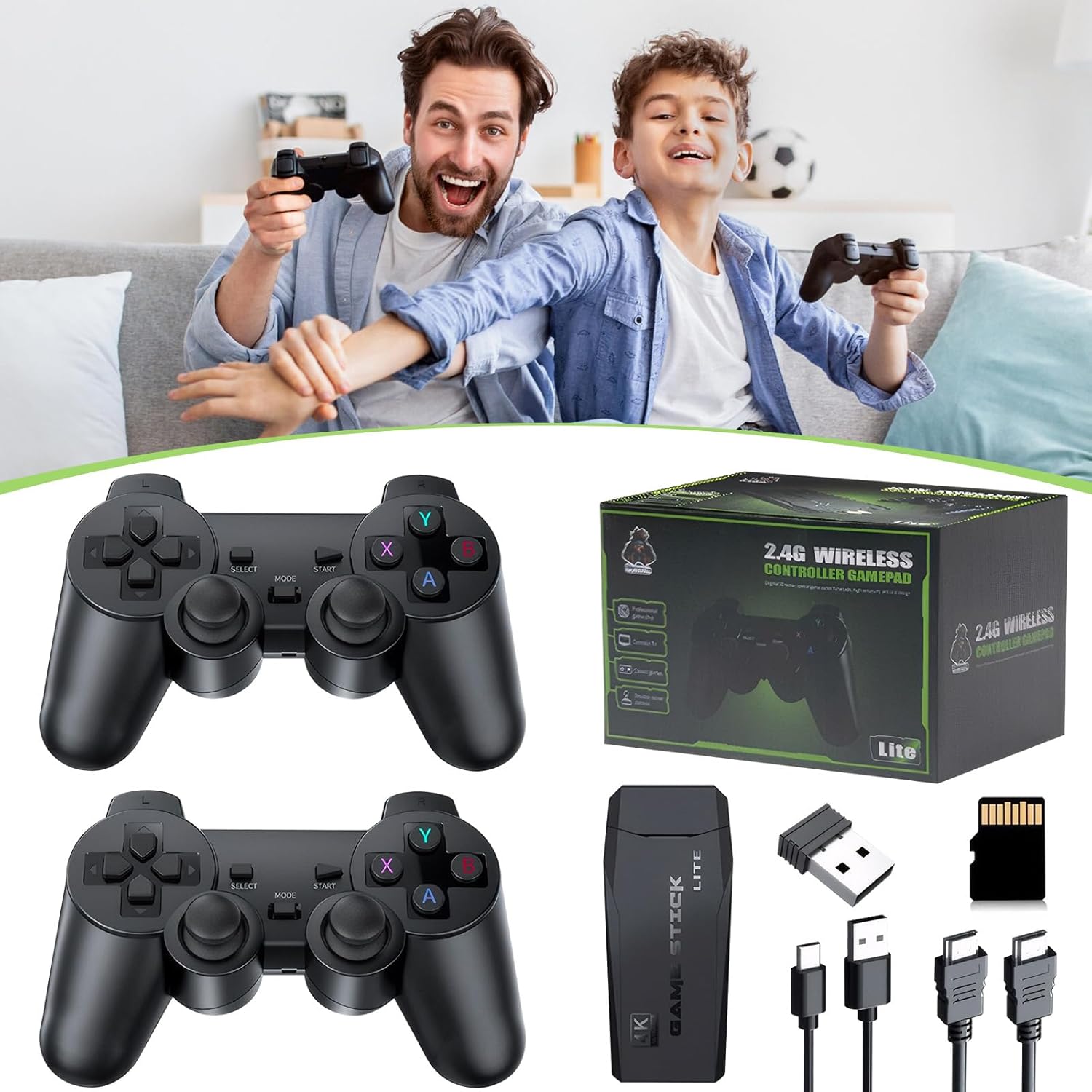 20000+ Games Retro Gaming Console,2025 Home Game Console Wireless Double Handle PSP Arcade Double TV Game Console Plug and Play Video Game Stick, HDMI Output TV(64G)